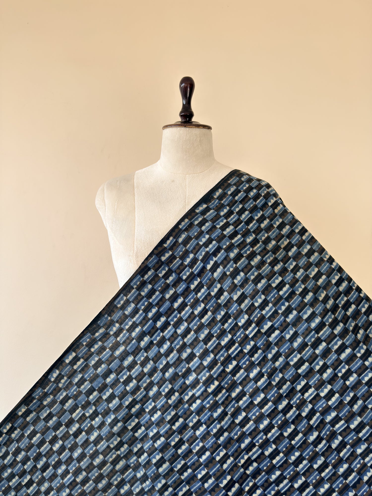 Ajrakh Hand Block Printed Kala Cotton Fabric | Soft & Breathable