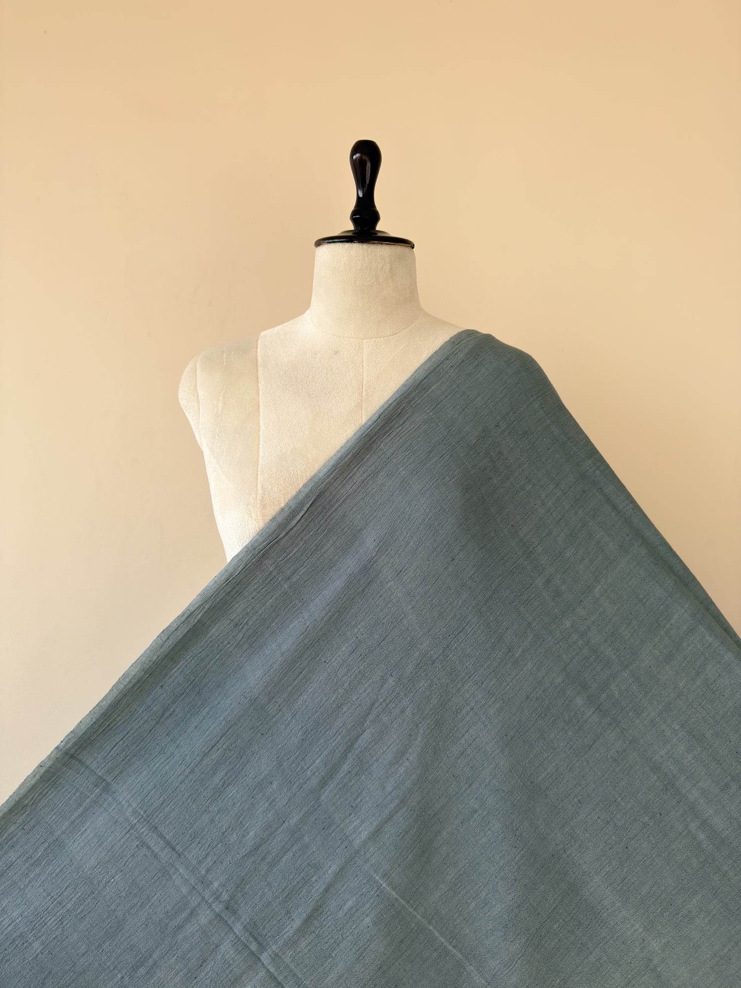 Grey Handwoven Organic Kala Cotton Fabric | Soft & Breathable