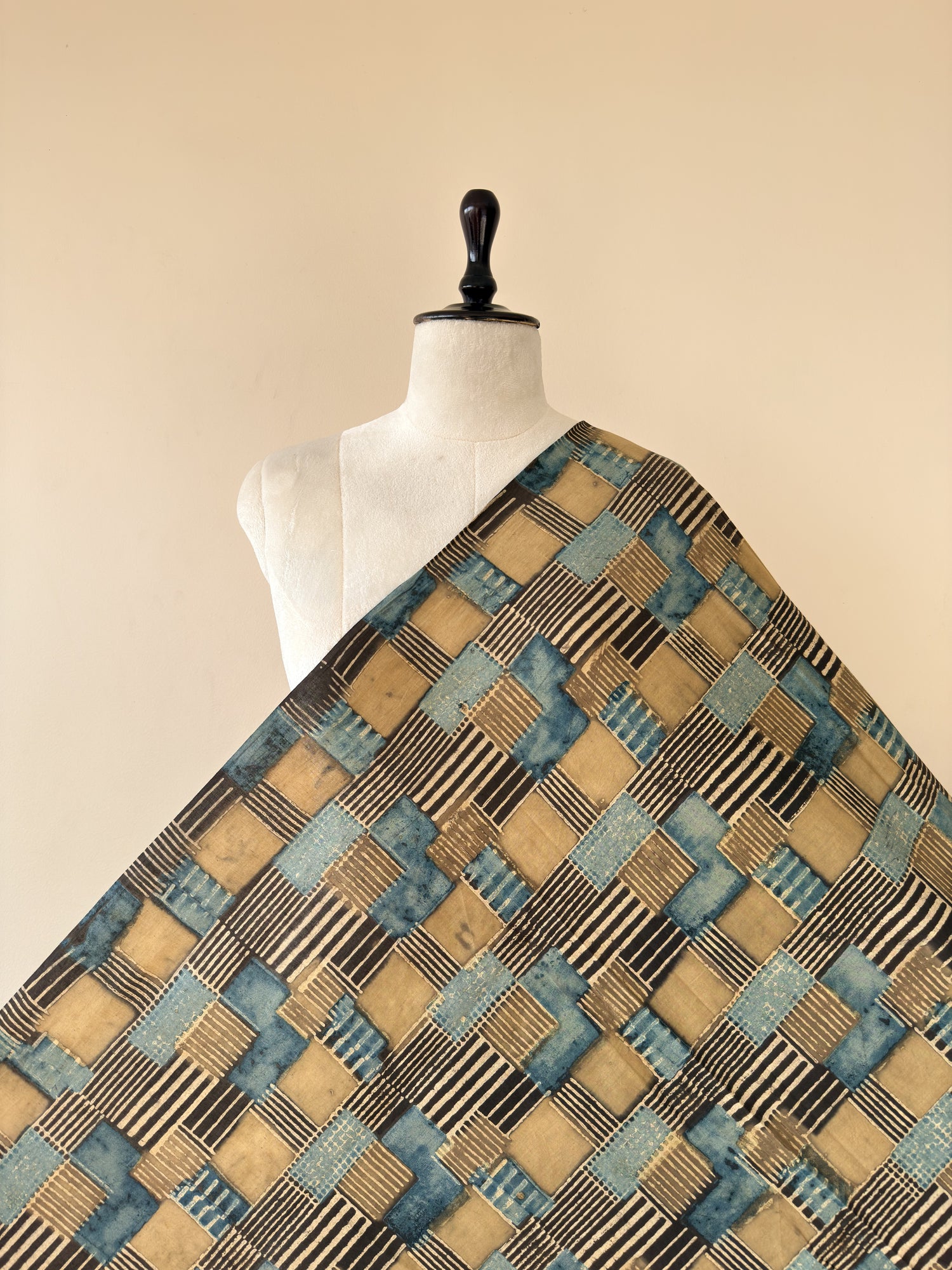 Multicolor Ajrakh Hand Block Print Cotton Fabric | Natural Dyes