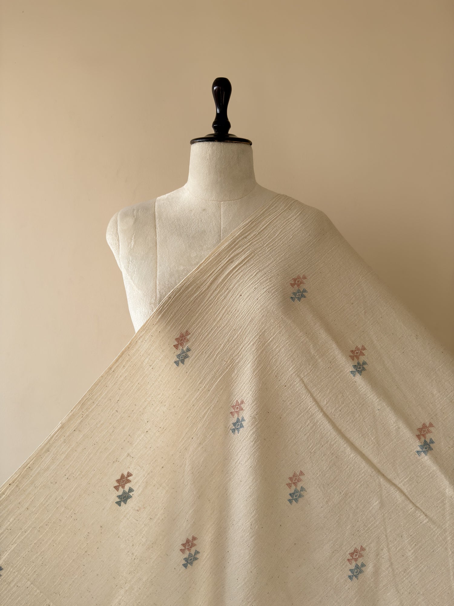 Off-White Chomakh Handwoven Organic Kala Cotton Fabric | Soft & Breathable