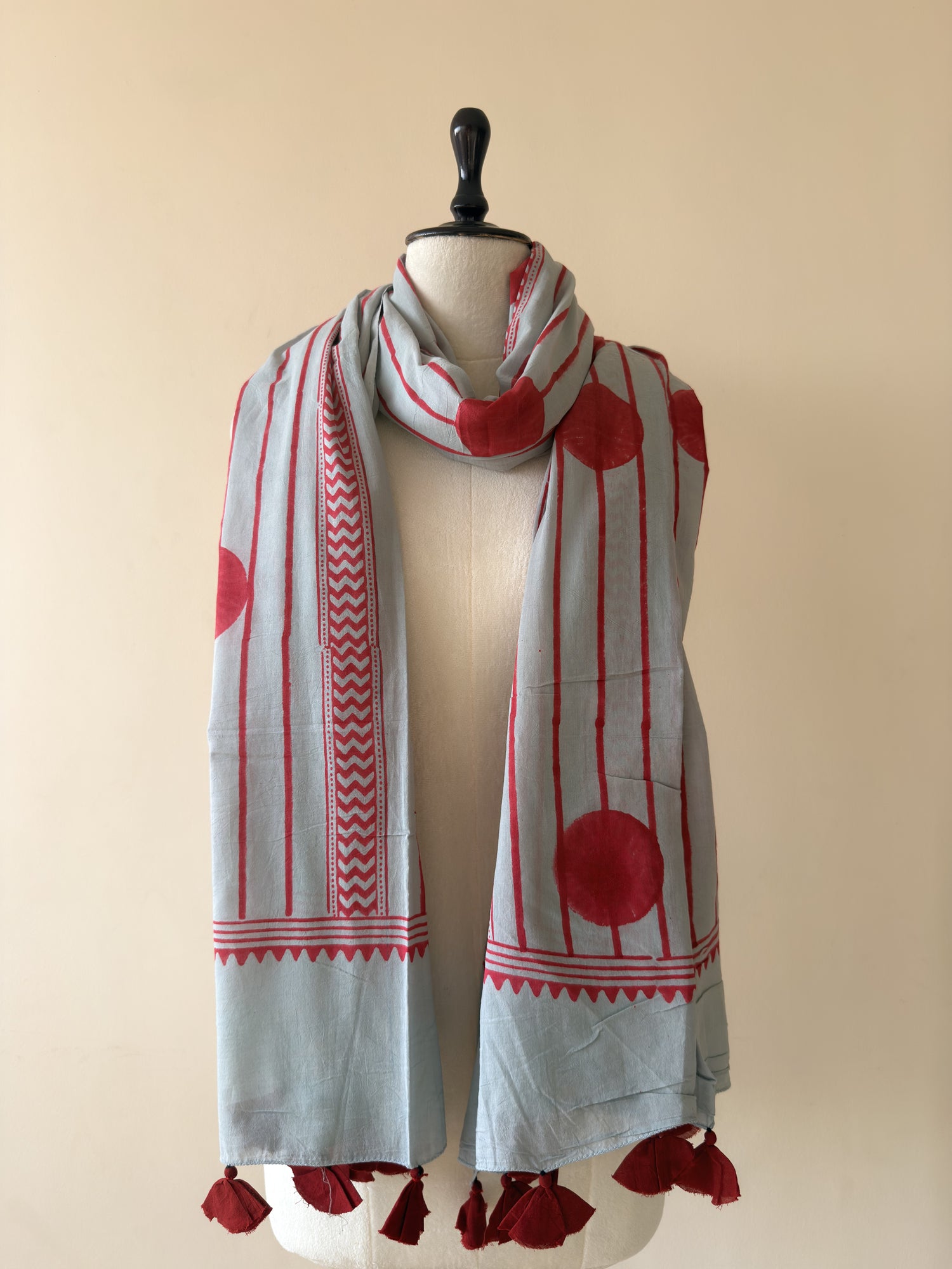 Authentic Ajrakh Hand Block Print Cotton Dupatta | Natural Dyes