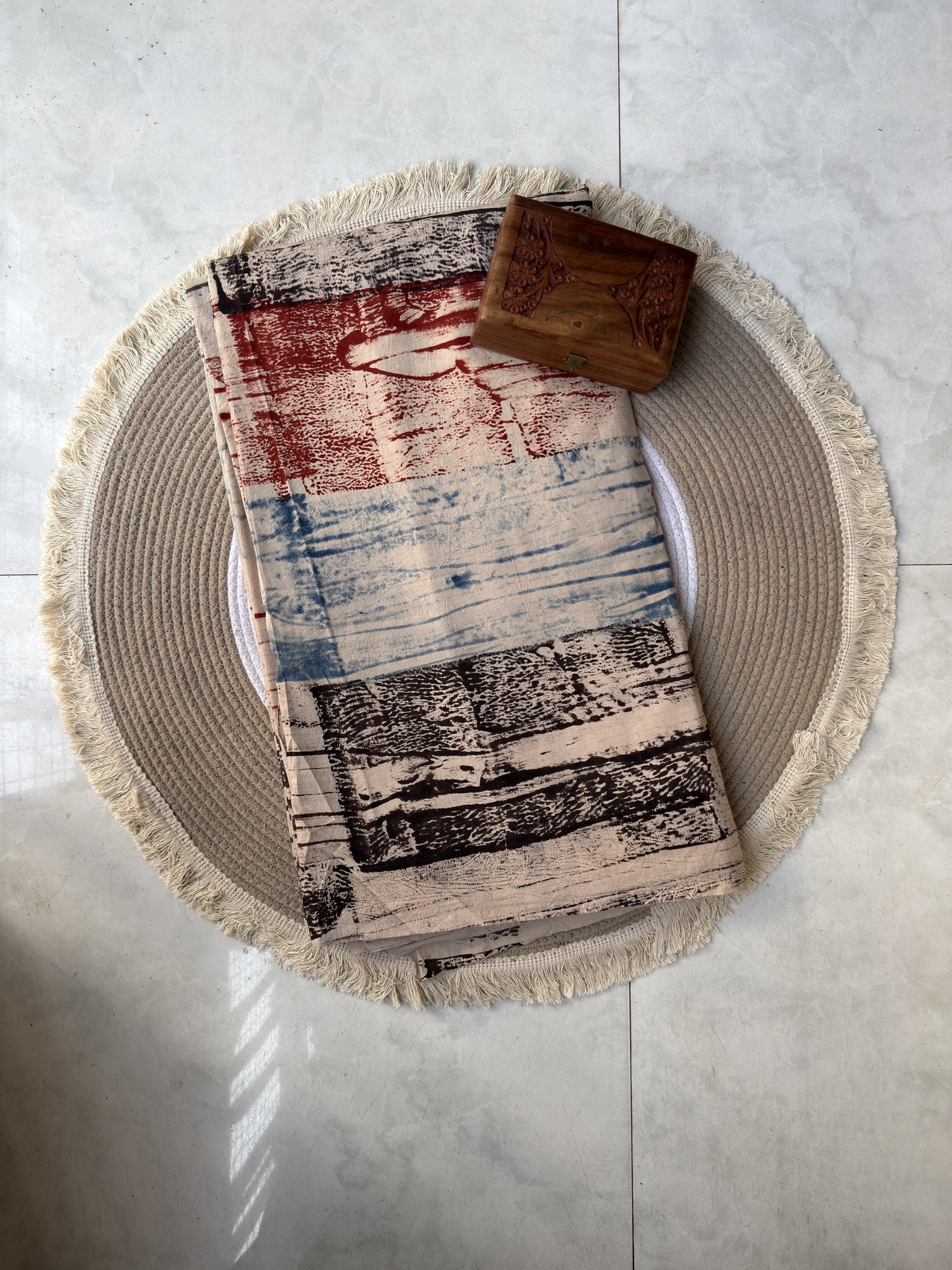 Multicolor Ajrakh Hand Block Print Cotton Fabric | Natural Dyes