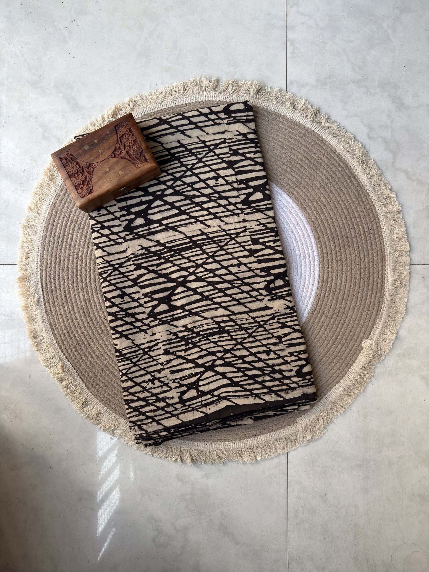 Ajrakh Hand Block Print Cotton Fabric | Natural Dyes