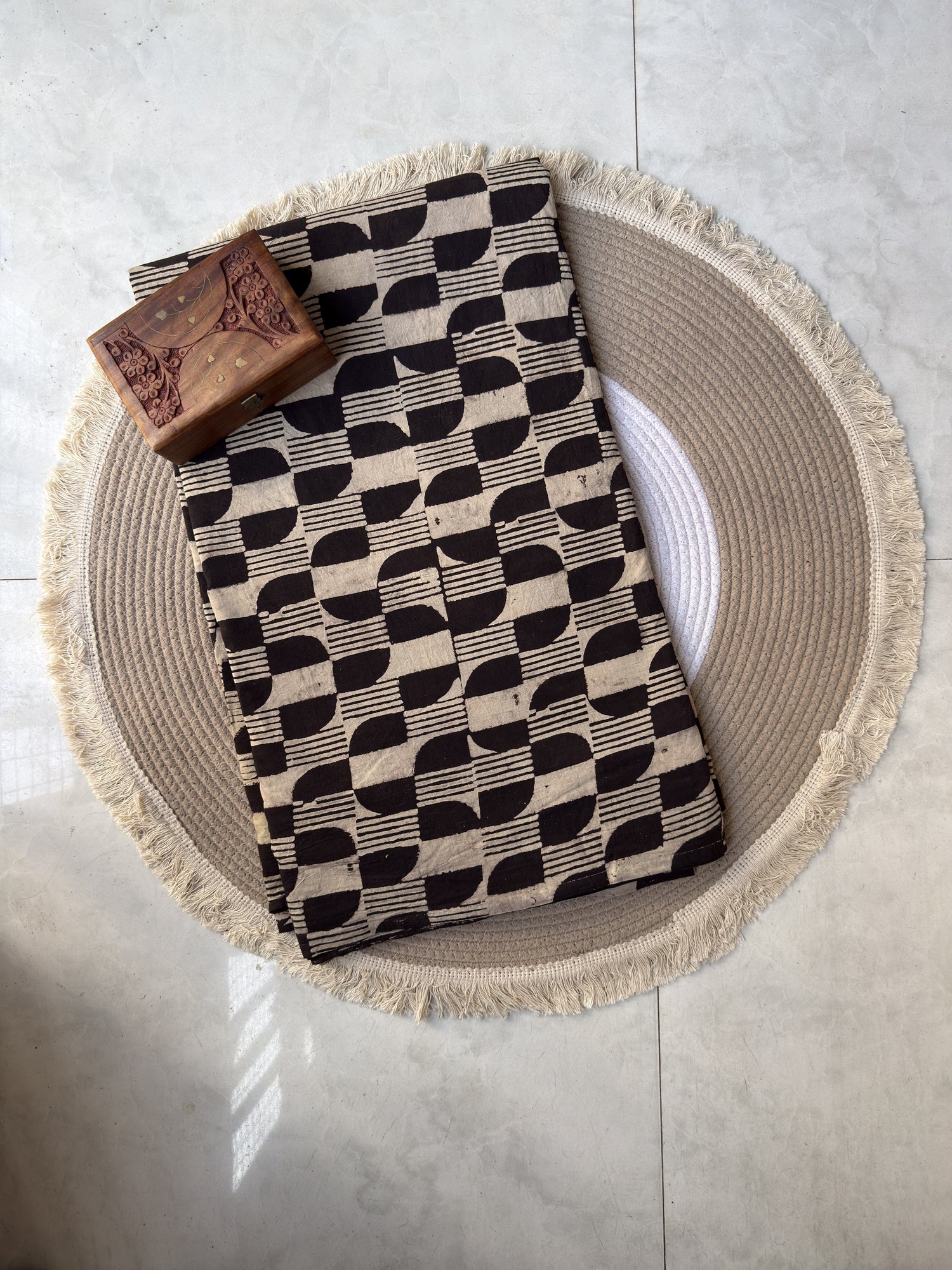 Ajrakh Hand Block Print Cotton Fabric | Natural Dyes