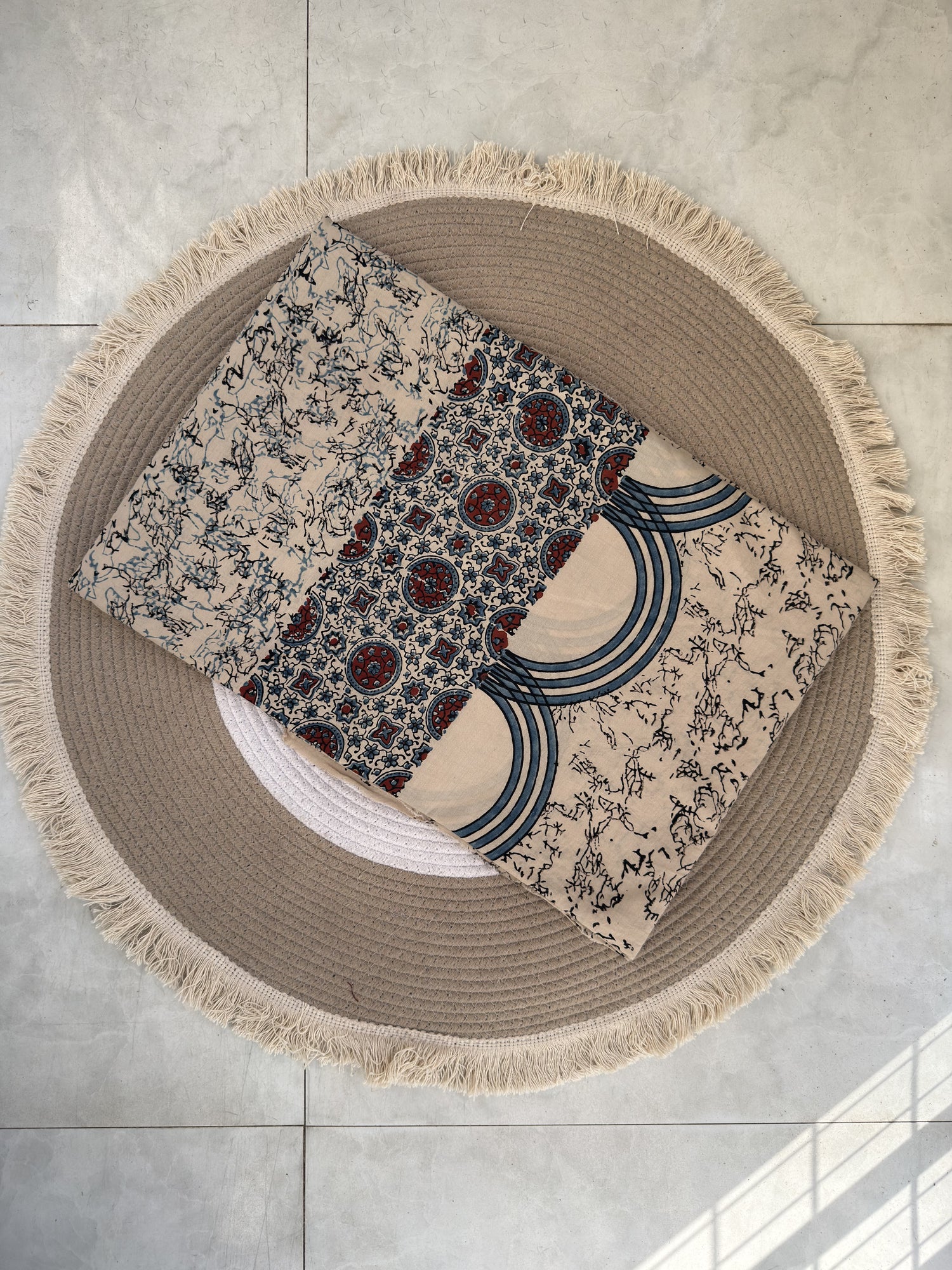 Ajrakh Hand Block Printed Cotton Fabric | Natural Dyes