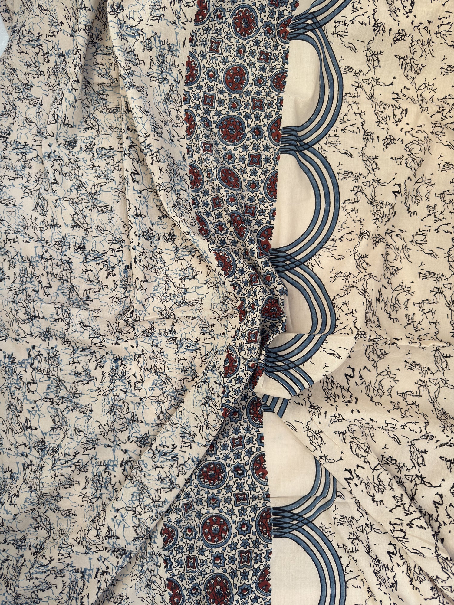 Ajrakh Hand Block Printed Cotton Fabric | Natural Dyes