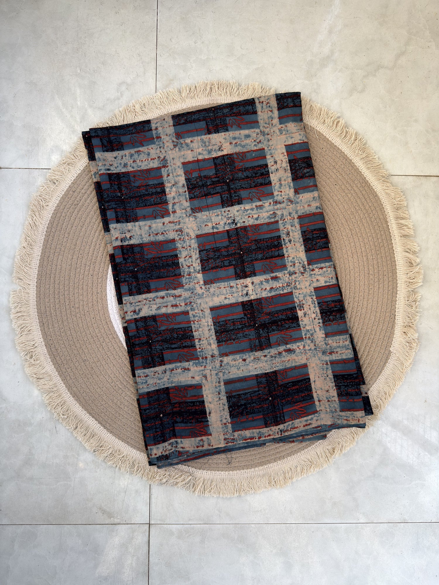 Ajrakh Hand Block Printed Cotton Fabric | Natural Dyes