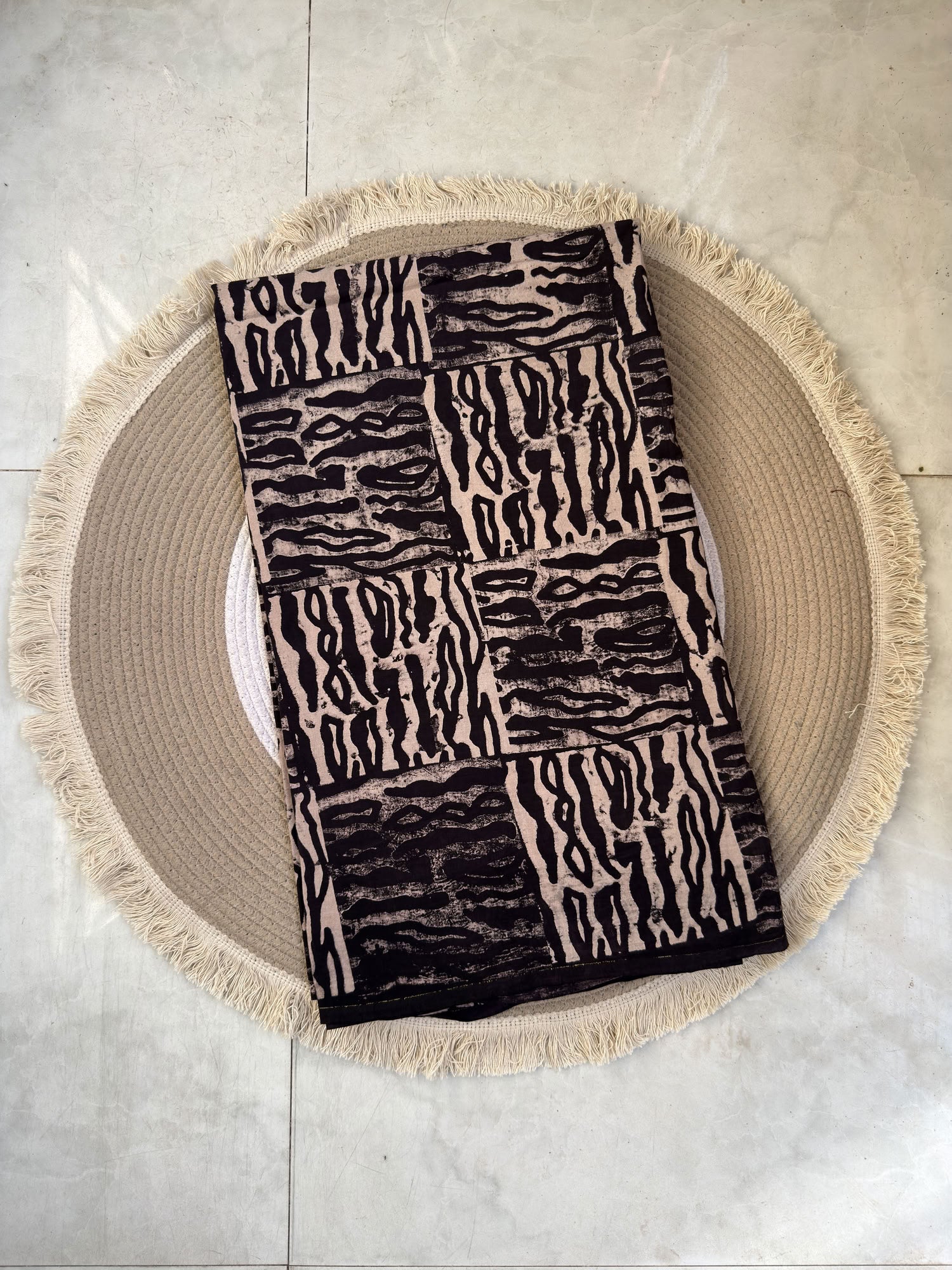 Ajrakh Hand Block Printed Cotton Fabric | Natural Dyes