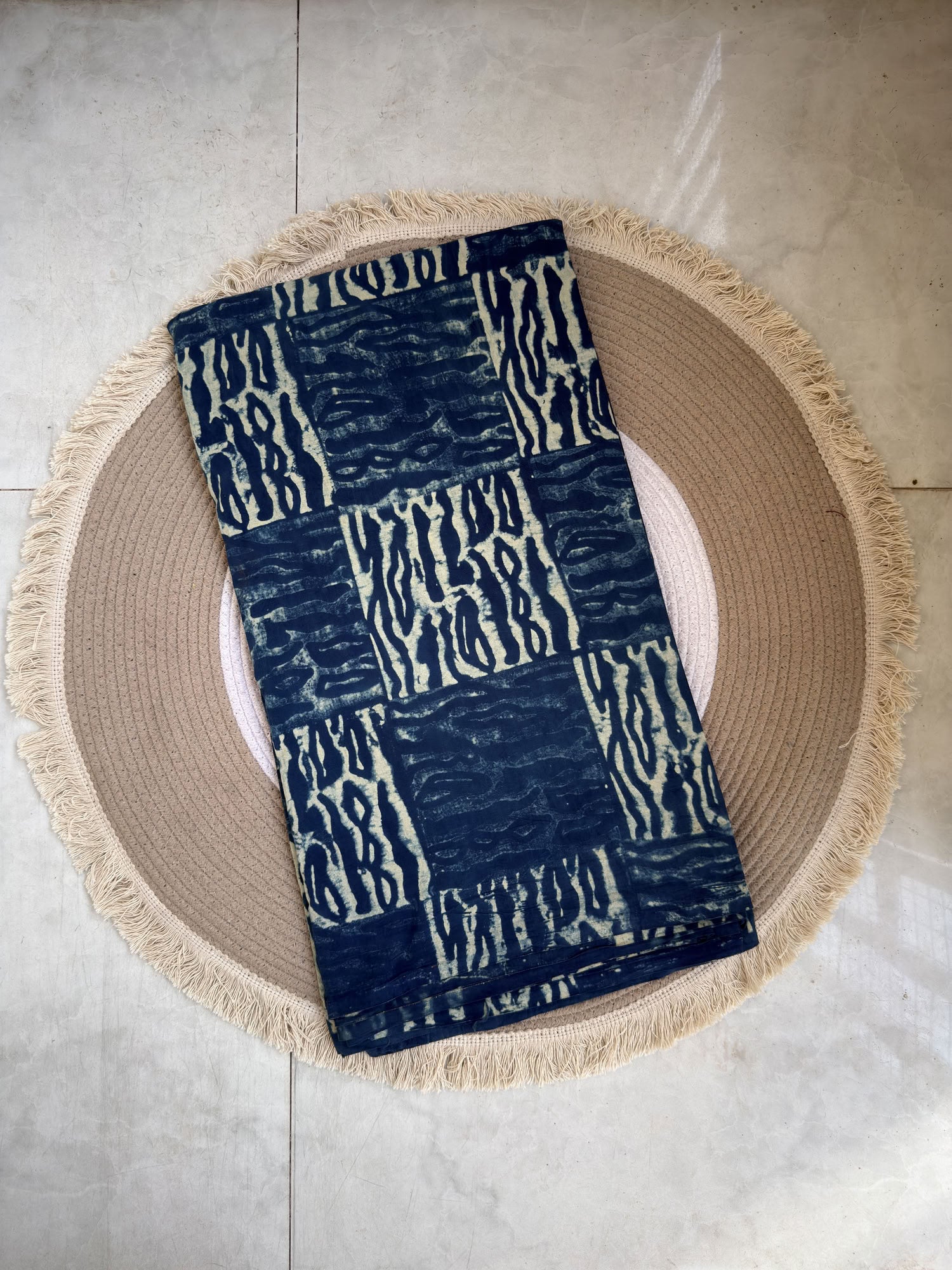 Ajrakh Hand Block Printed Cotton Fabric | Natural Dyes