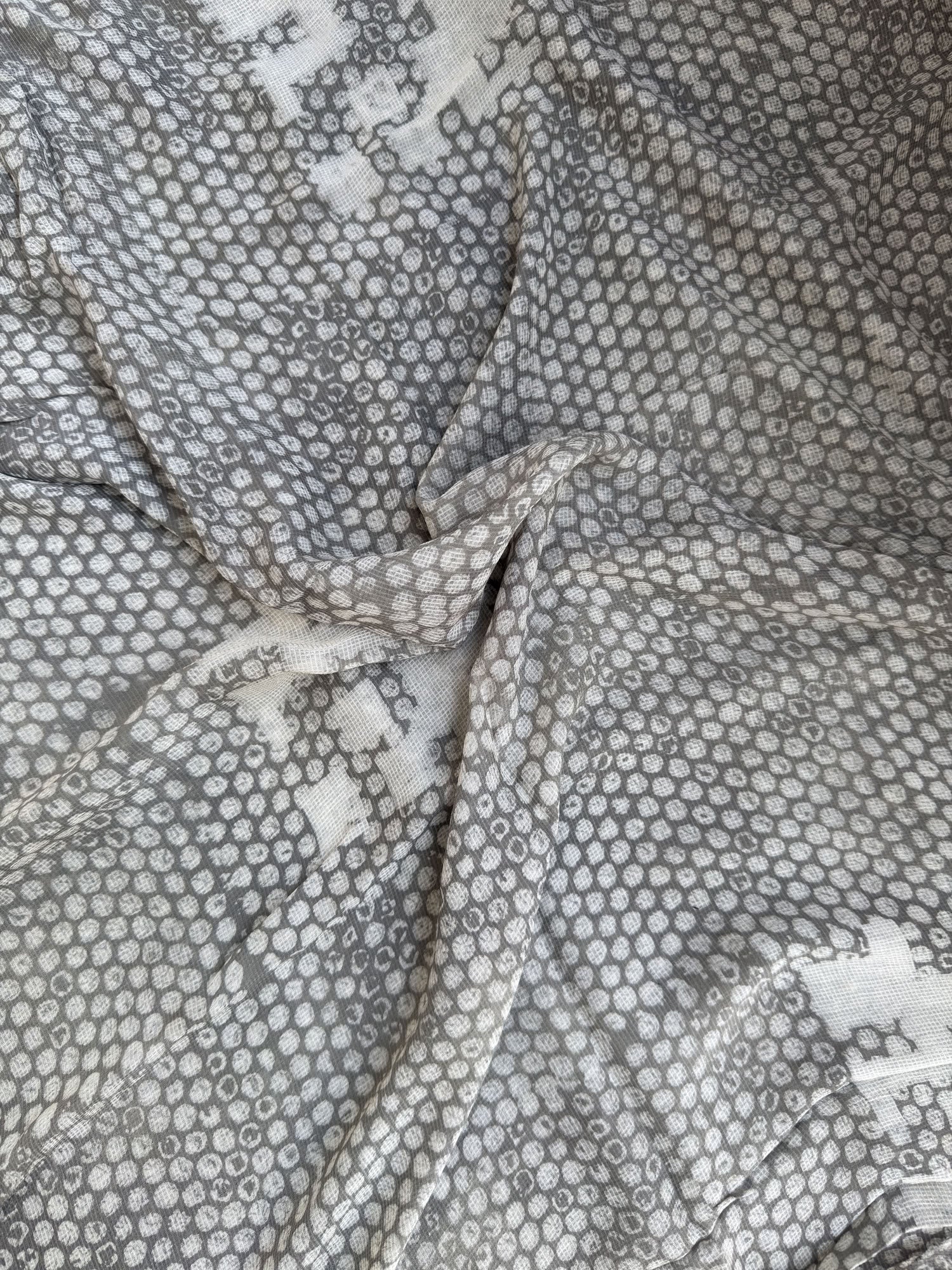 Olive Ajrakh Hand Block Printed Net (Kota) Modal Silk Fabric | Natural Dyes