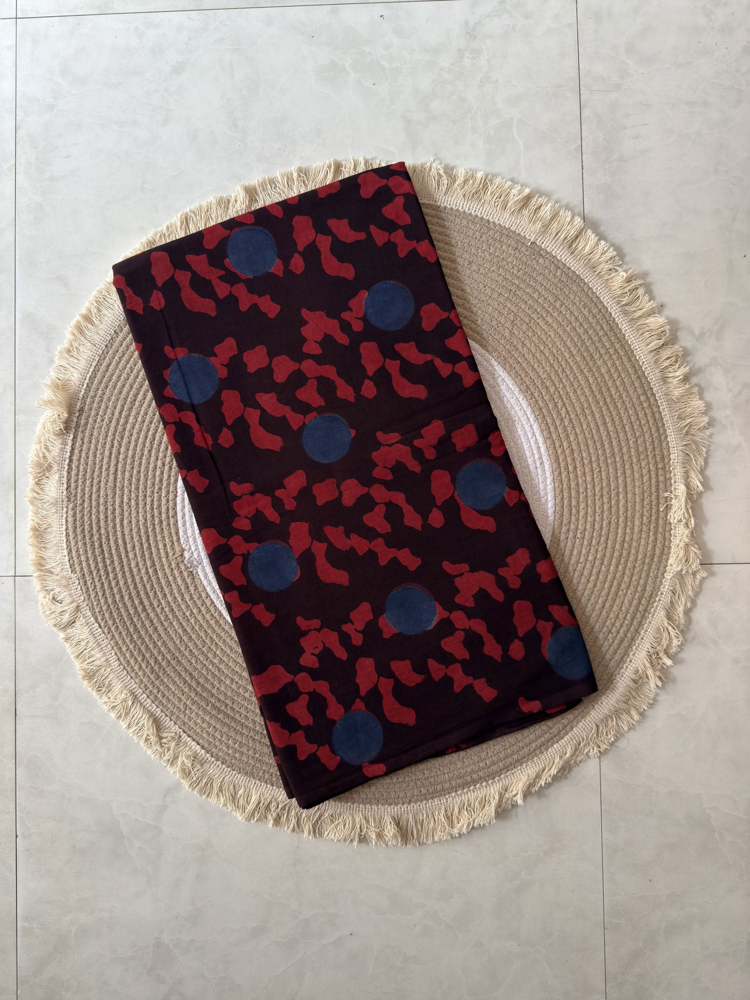 Ajrakh Hand Block Printed Cotton Fabric | Natural Dyes