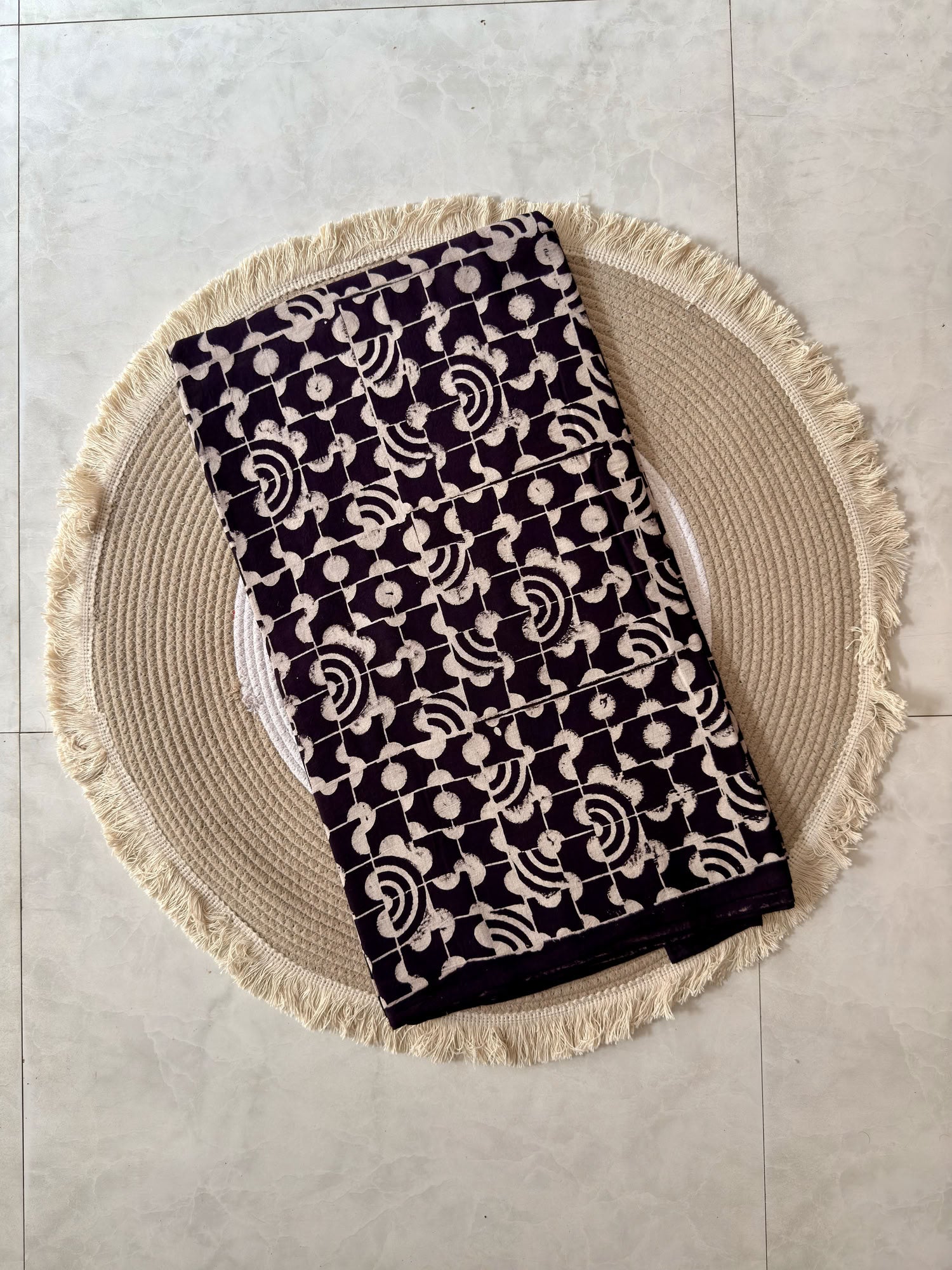 Ajrakh Hand Block Printed Cotton Fabric | Natural Dyes