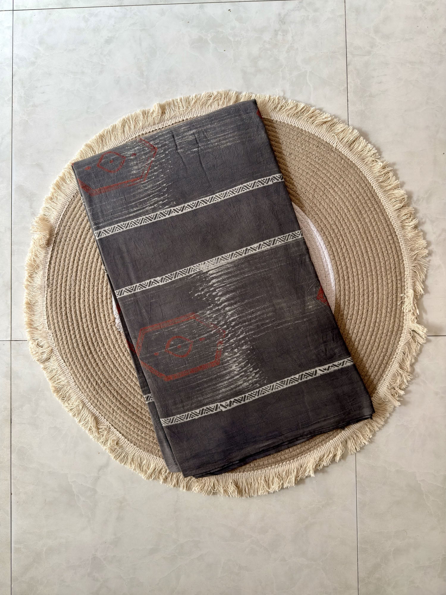 Ajrakh Hand Block Printed Cotton Fabric | Natural Dyes