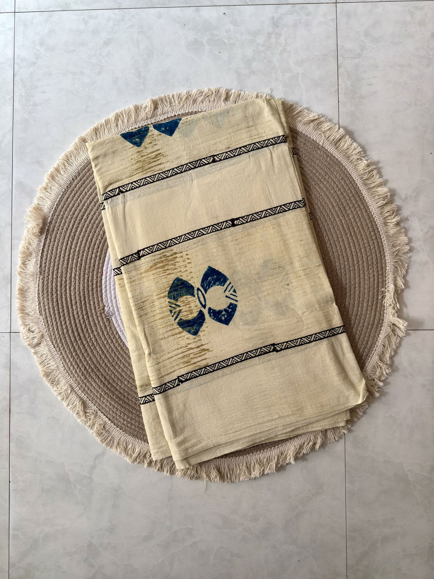 Ajrakh Hand Block Printed Cotton Fabric | Natural Dyes