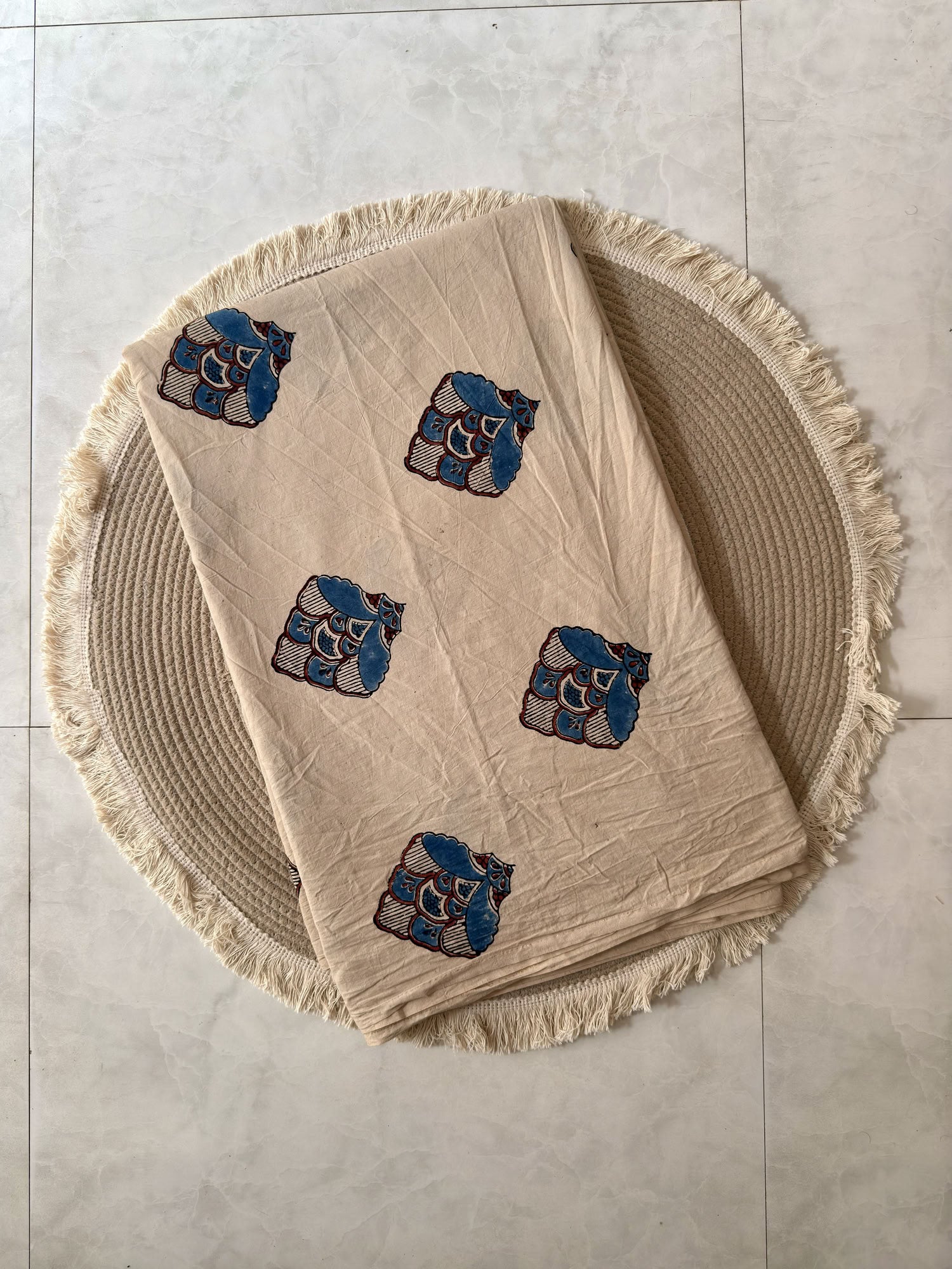 Ajrakh Hand Block Printed Cotton Fabric | Natural Dyes