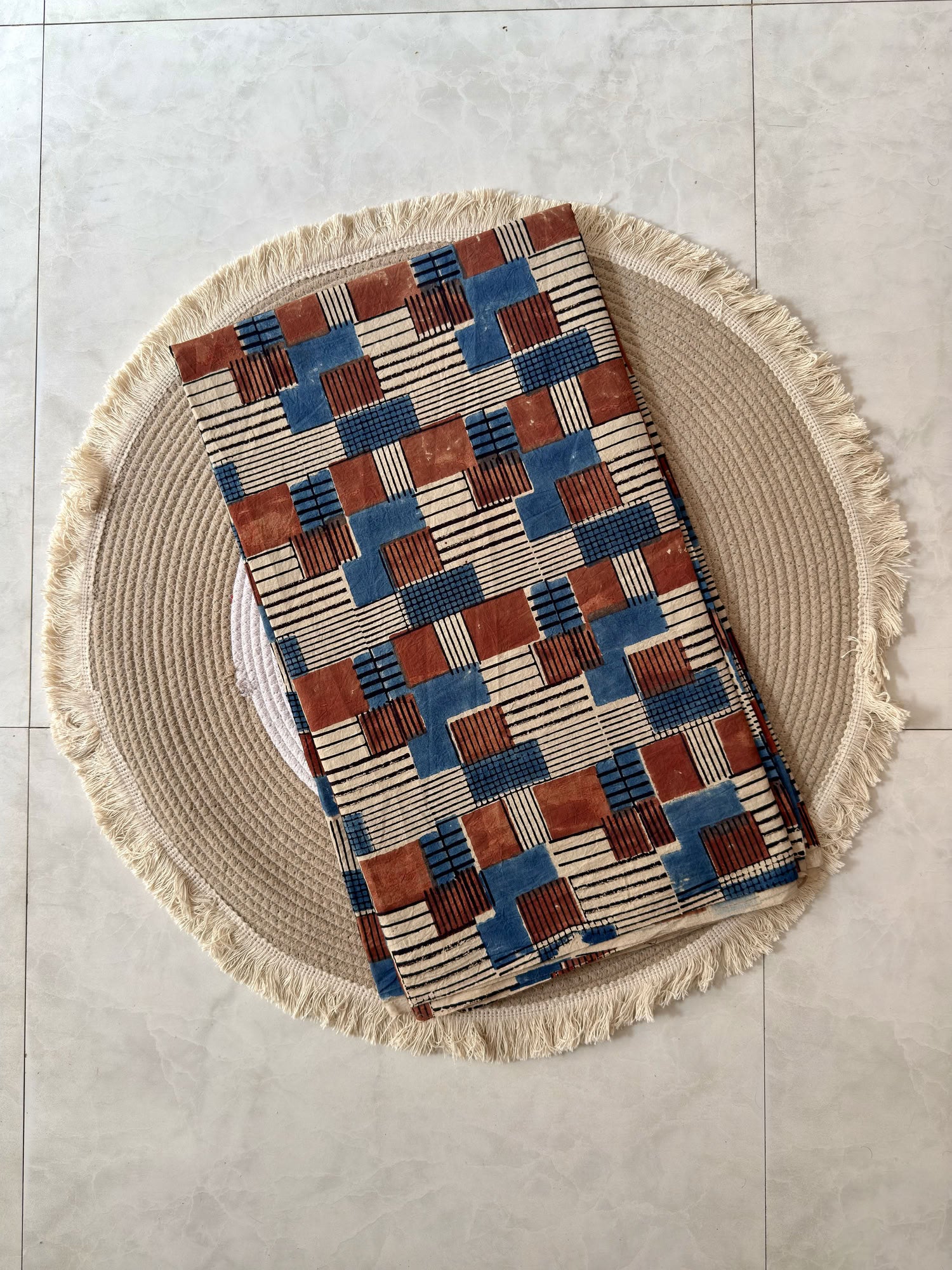 Ajrakh Hand Block Printed Cotton Fabric | Natural Dyes