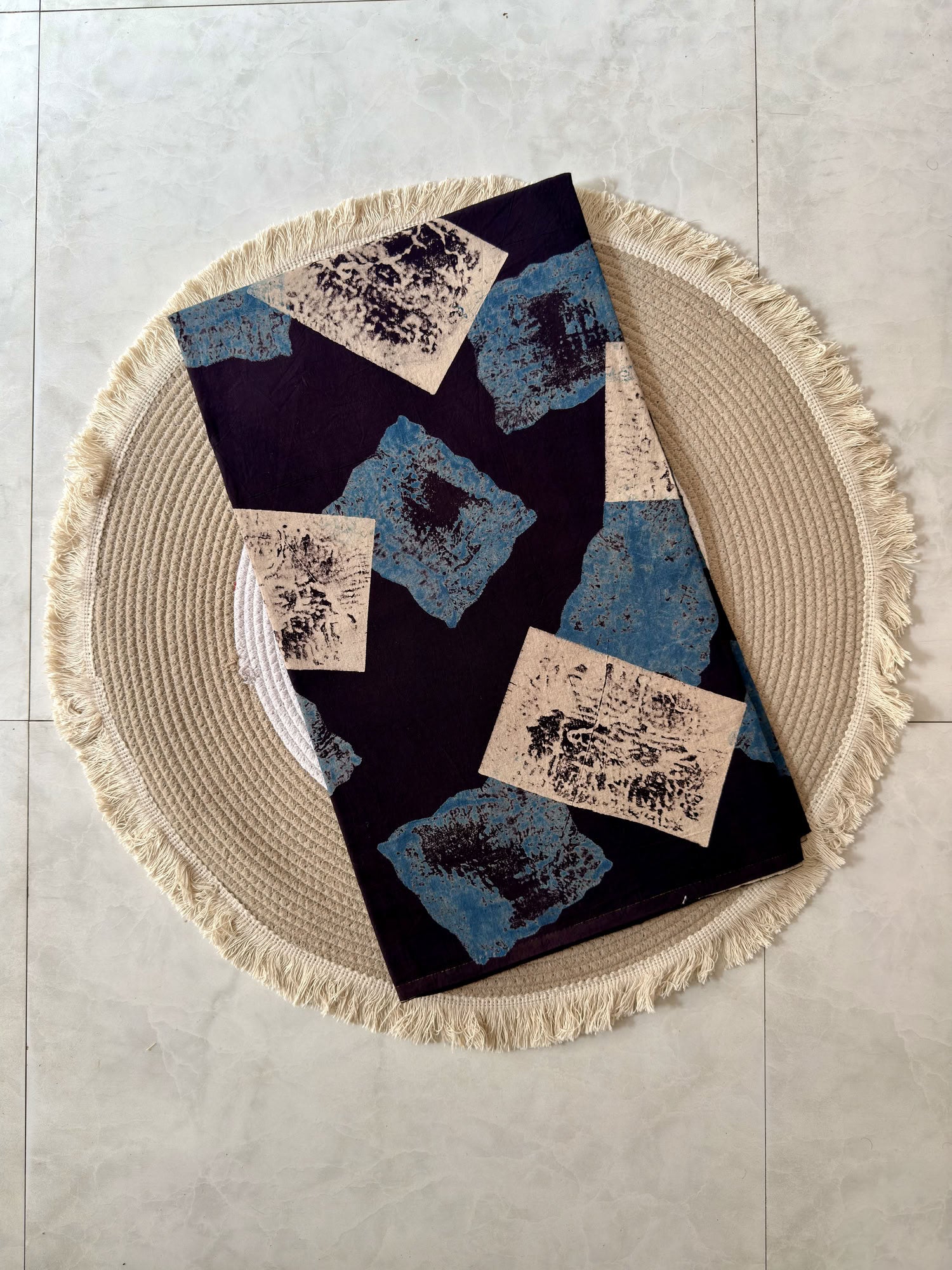 Ajrakh Hand Block Printed Cotton Fabric | Natural Dyes