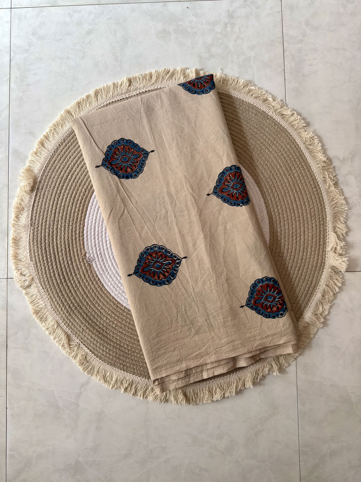Ajrakh Hand Block Printed Cotton Fabric | Natural Dyes