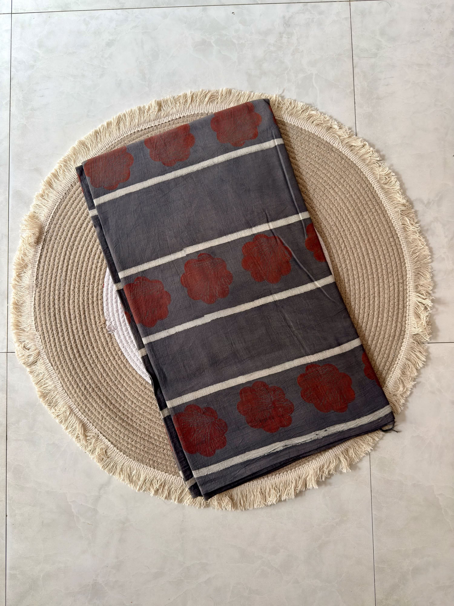 Ajrakh Hand Block Printed Cotton Fabric | Natural Dyes