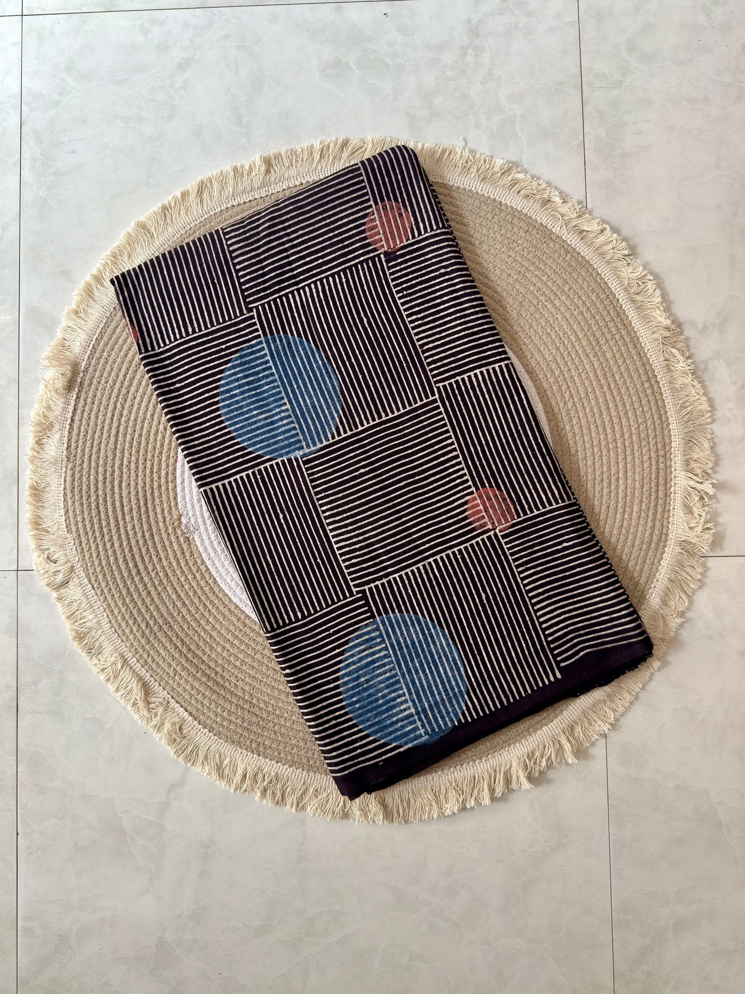 Ajrakh Hand Block Printed Cotton Fabric | Natural Dyes