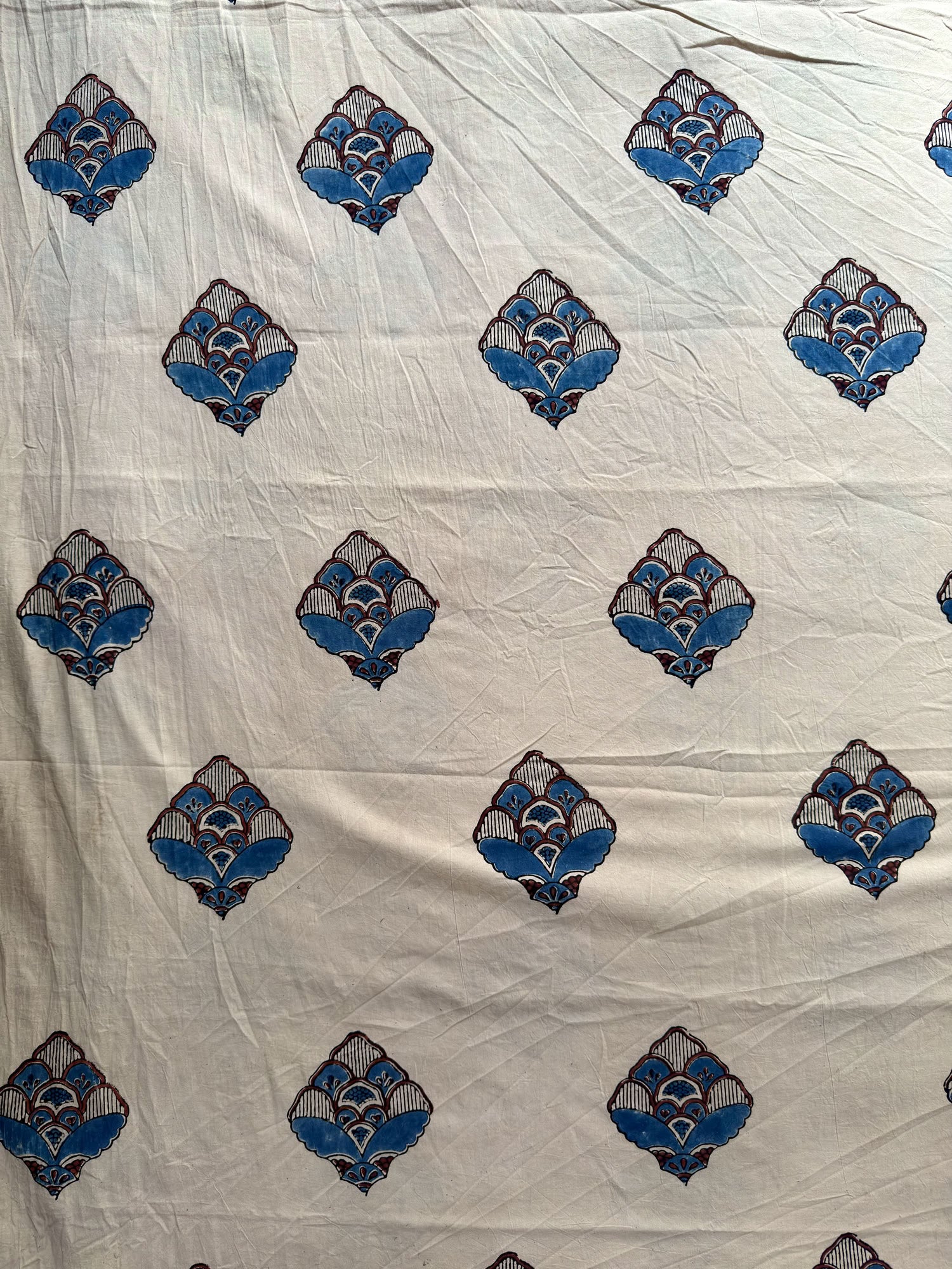 Ajrakh Hand Block Printed Cotton Fabric | Natural Dyes