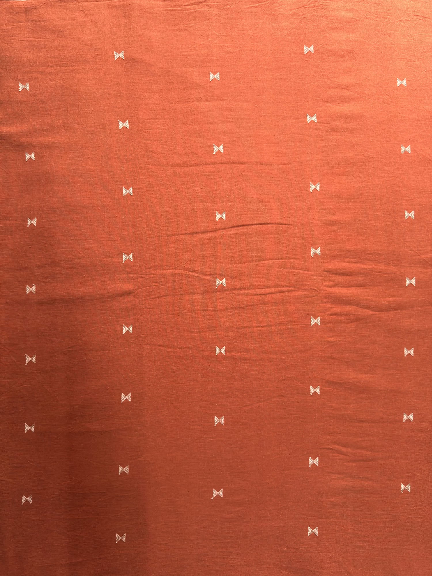 Rust Motif Handwoven Organic Kala Cotton Fabric | Soft & Breathable