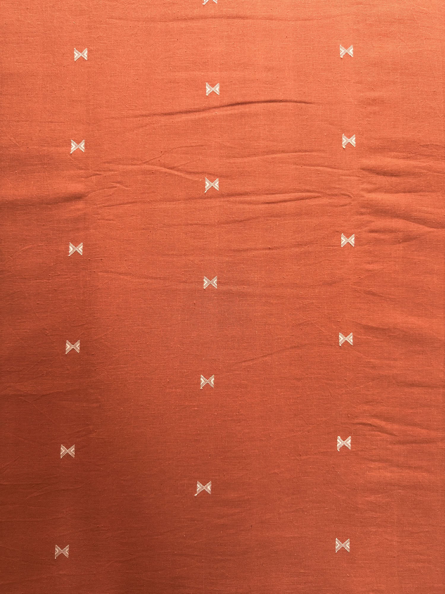 Rust Motif Handwoven Organic Kala Cotton Fabric | Soft & Breathable