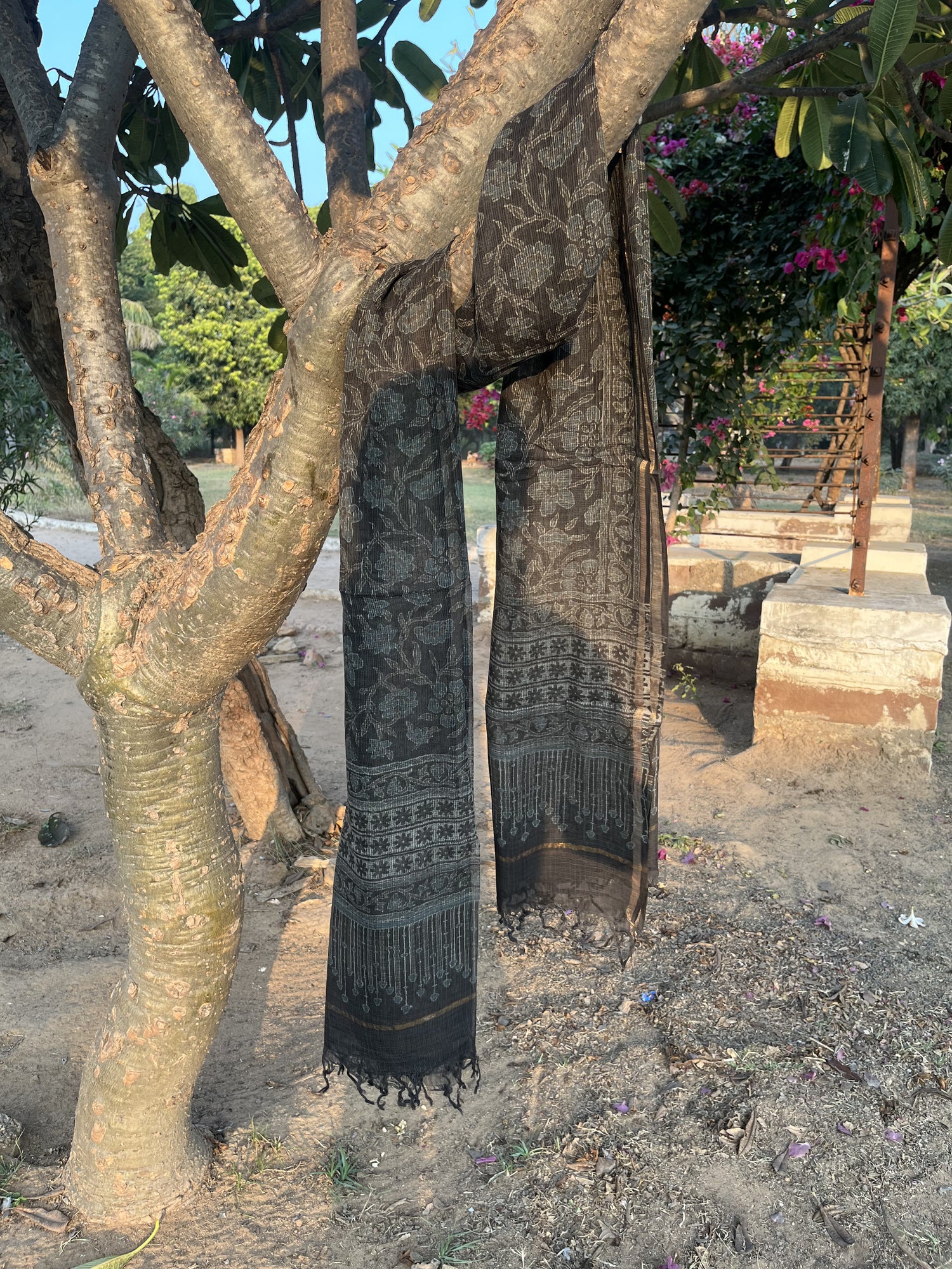 Authentic Ajrakh Hand Block Print Kota Cotton Dupatta | Natural Dyes