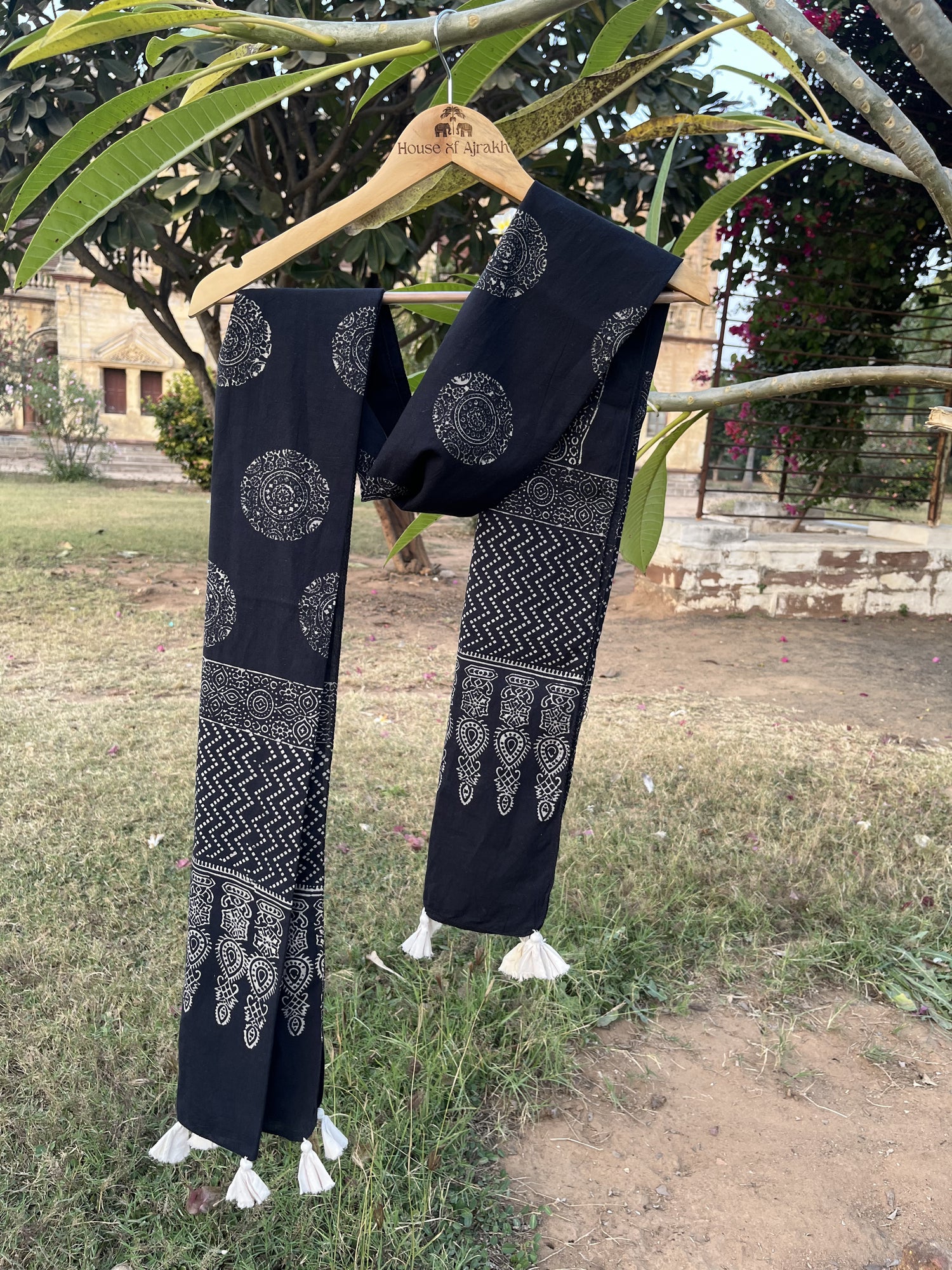 Authentic Ajrakh Hand Block Print Cotton Stole | Natural Dyes