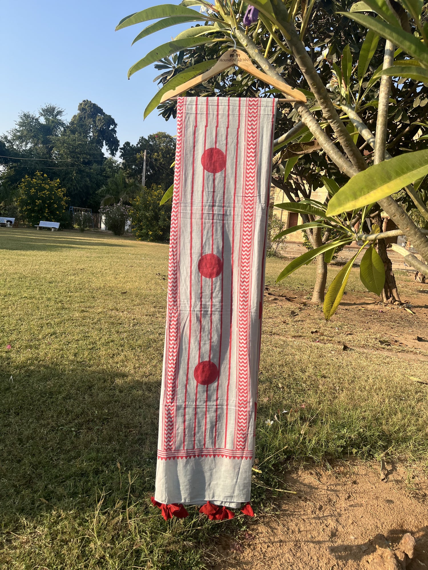 Authentic Ajrakh Hand Block Print Cotton Dupatta | Natural Dyes
