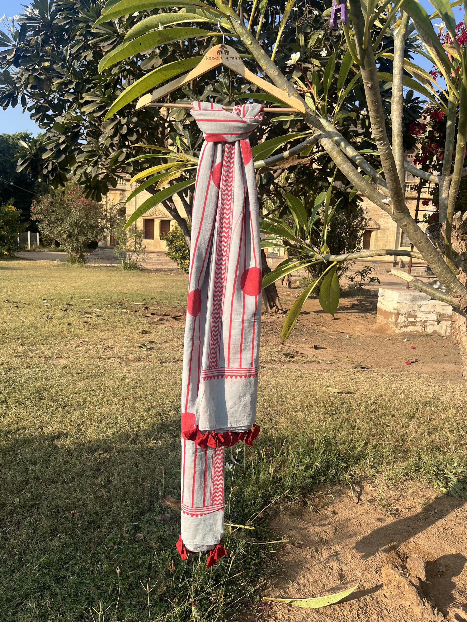 Authentic Ajrakh Hand Block Print Cotton Dupatta | Natural Dyes