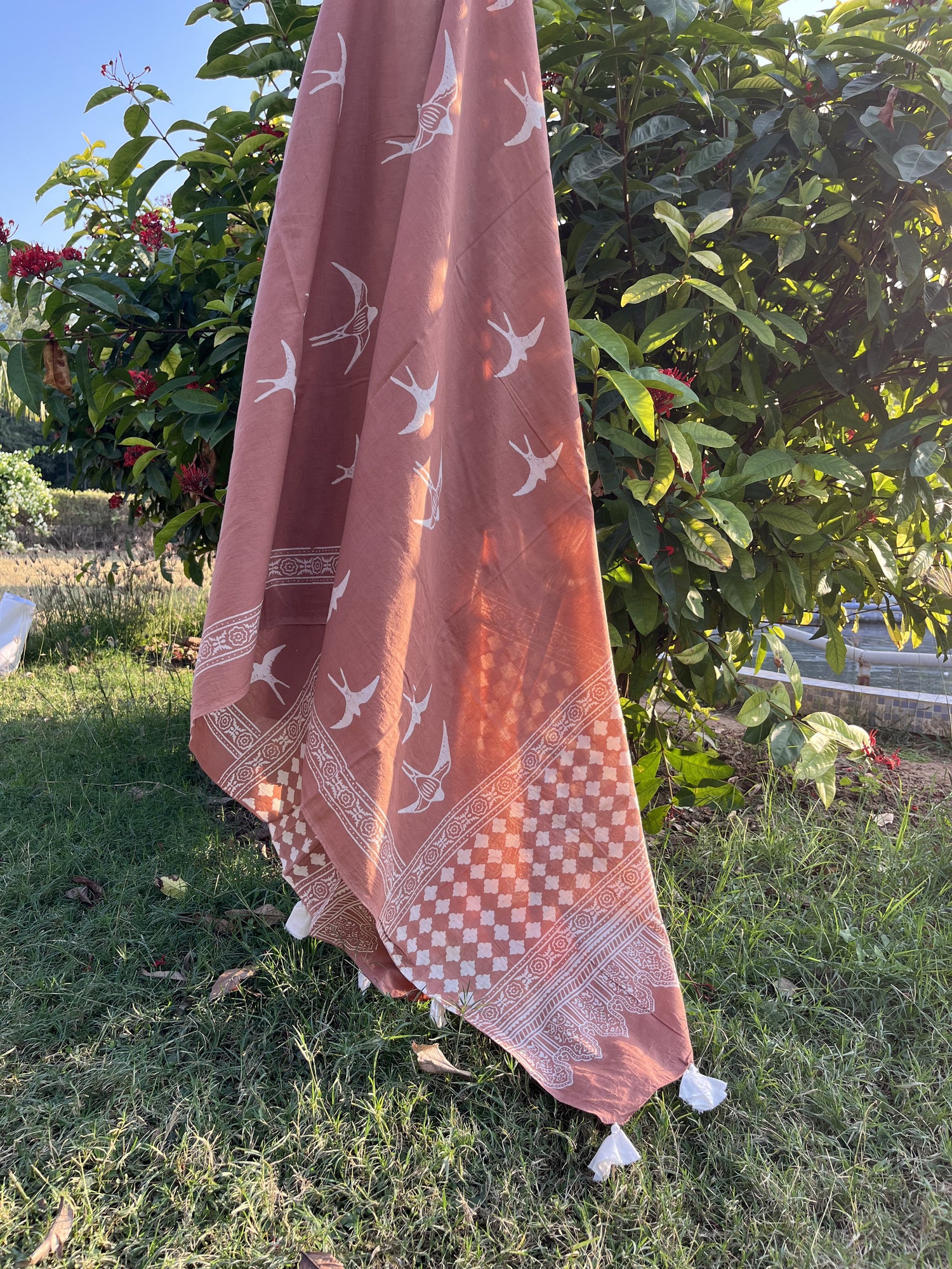 Authentic Ajrakh Hand Block Print Cotton Dupatta | Natural Dyes