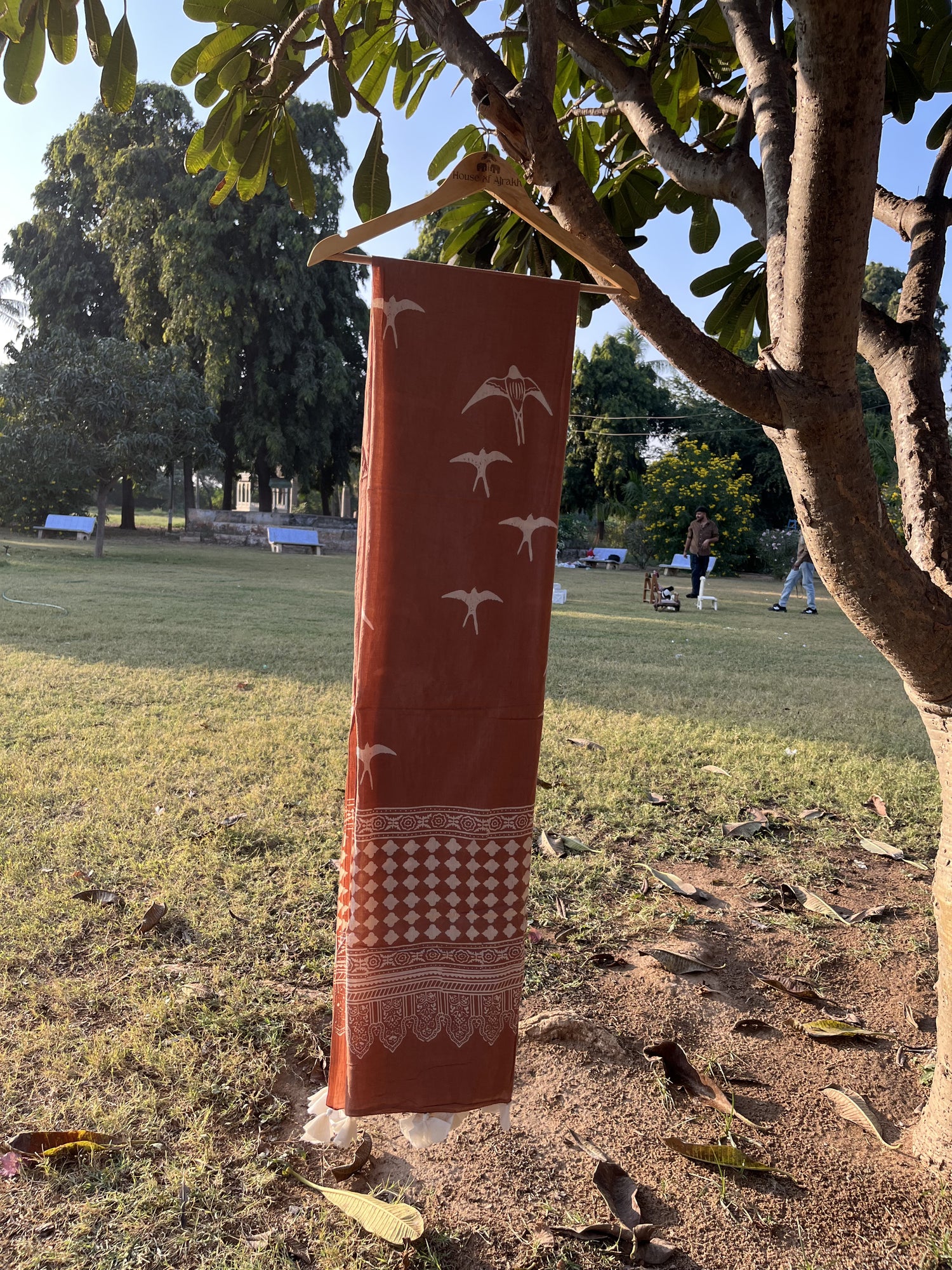 Authentic Ajrakh Hand Block Print Cotton Dupatta | Natural Dyes