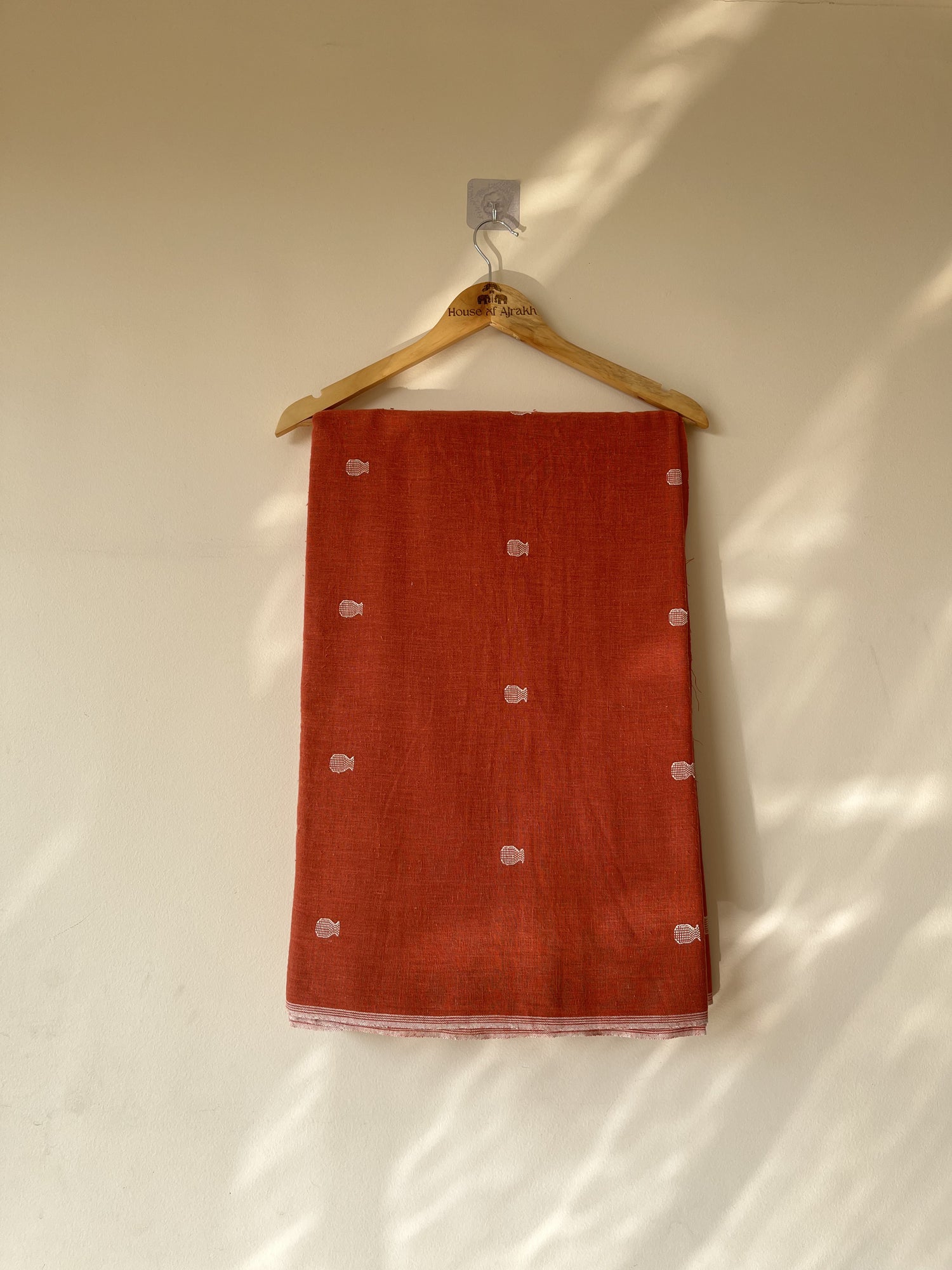 Rust Buti Handwoven Organic Kala Cotton Fabric | Soft & Breathable
