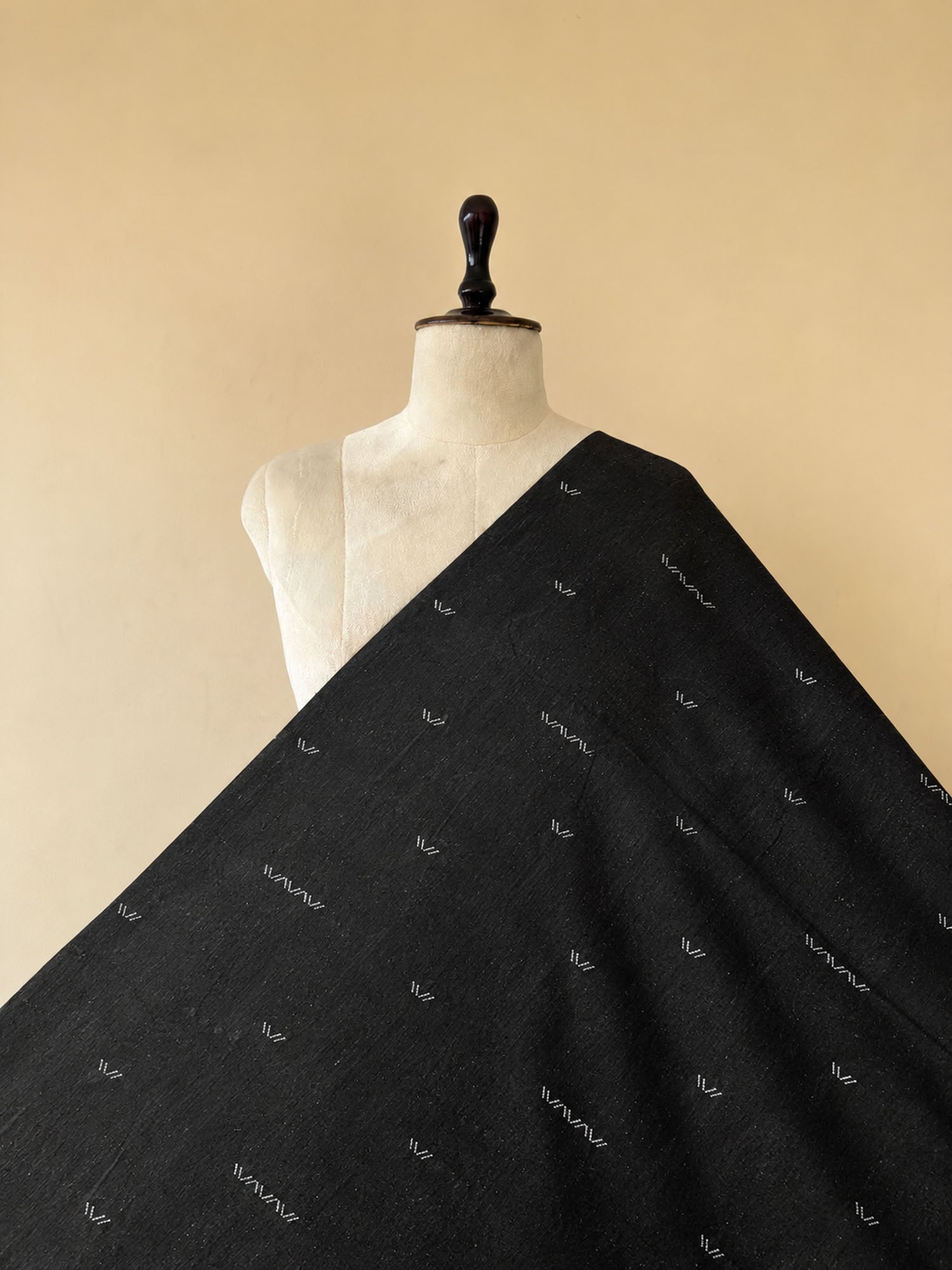 Black Handwoven Organic Kala Cotton Fabric | Soft & Breathable