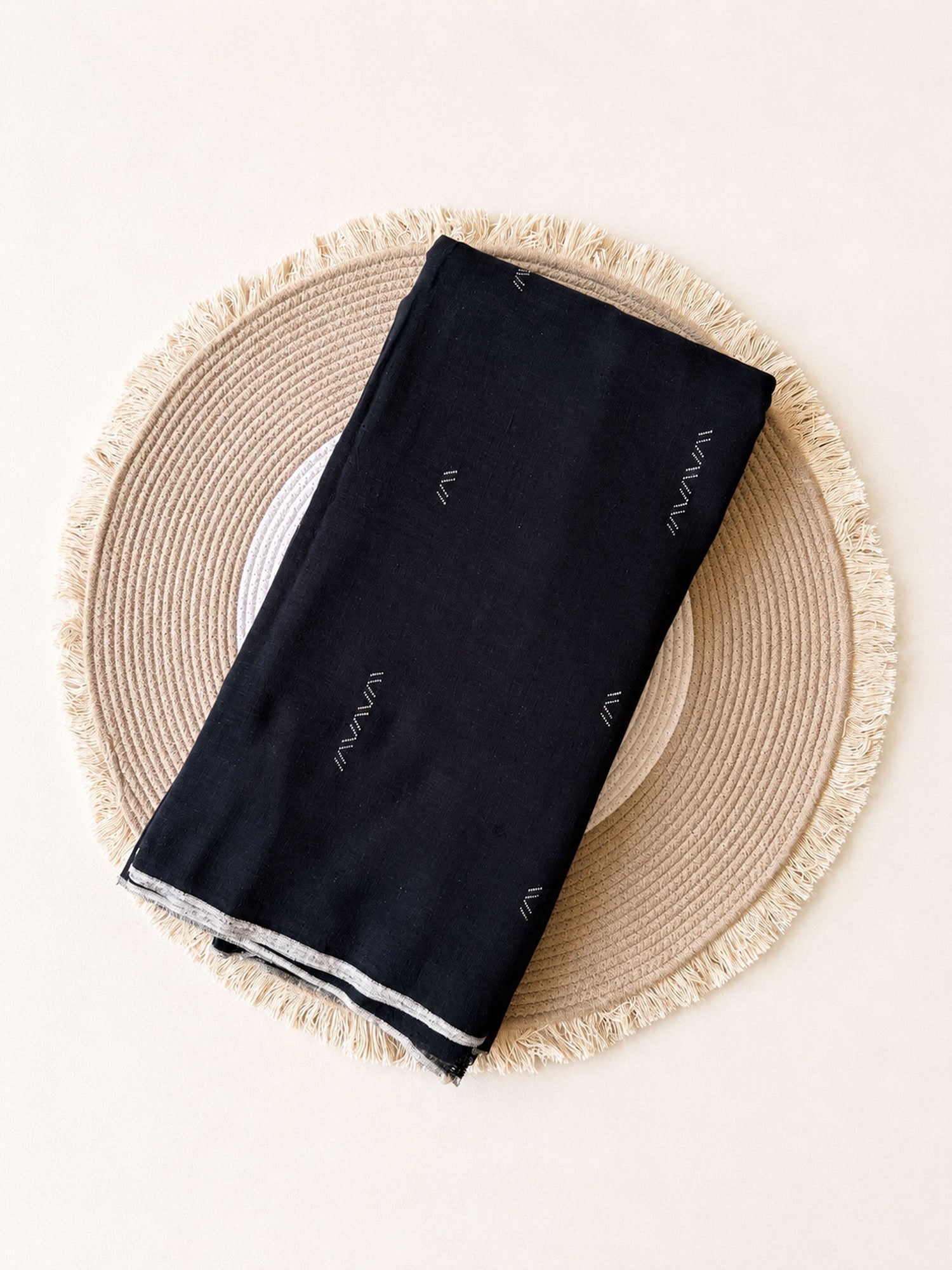 Black Handwoven Organic Kala Cotton Fabric | Soft & Breathable
