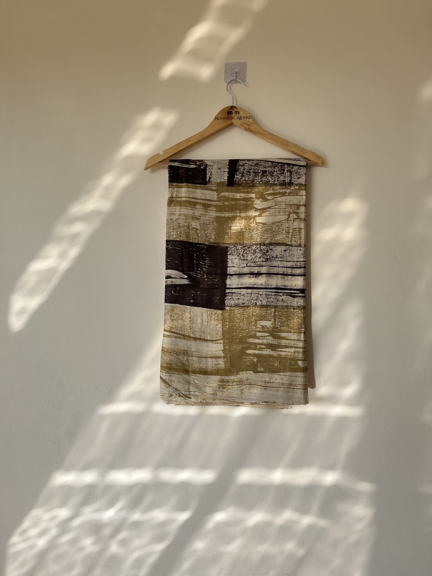 Yellow Ajrakh Hand Block Print Cotton Fabric | Natural Dyes