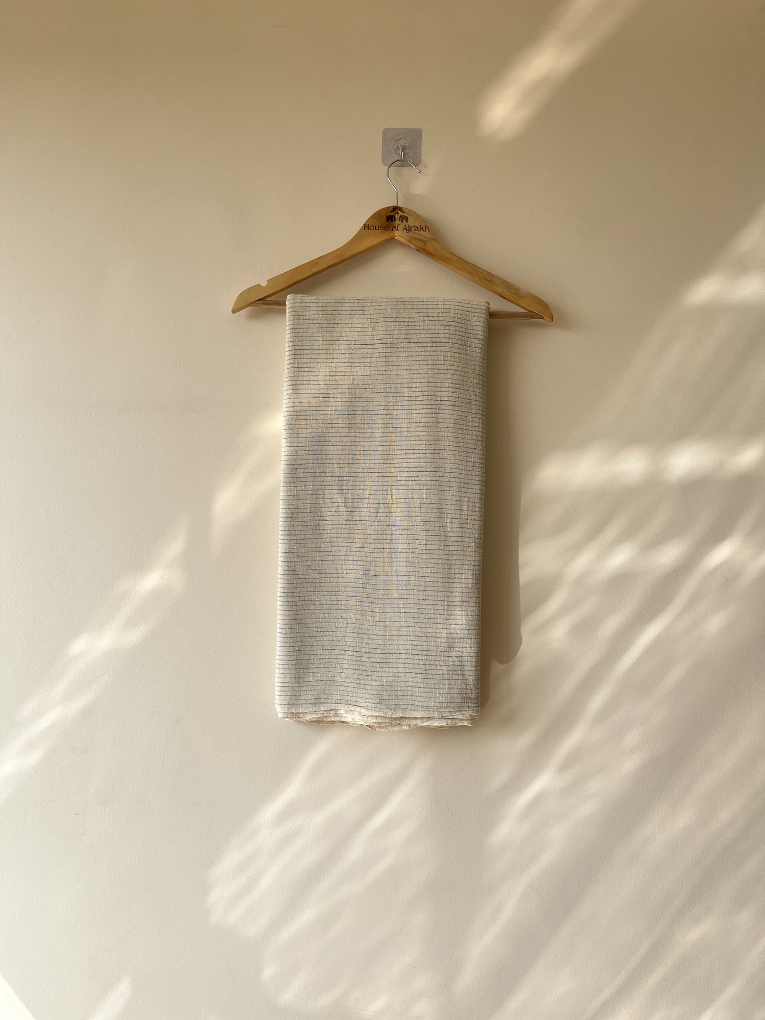 Off-White Striped Handwoven Organic Kala Cotton Fabric | Soft & Breathable