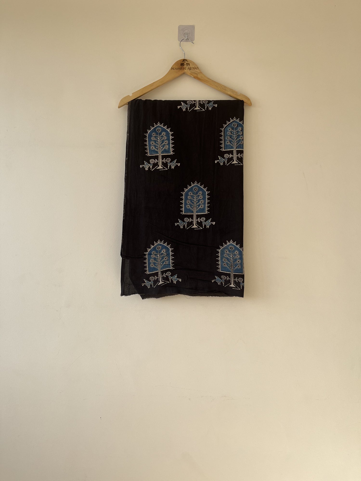 Black Ajrakh Hand Block Print Cotton Fabric | Natural Dyes