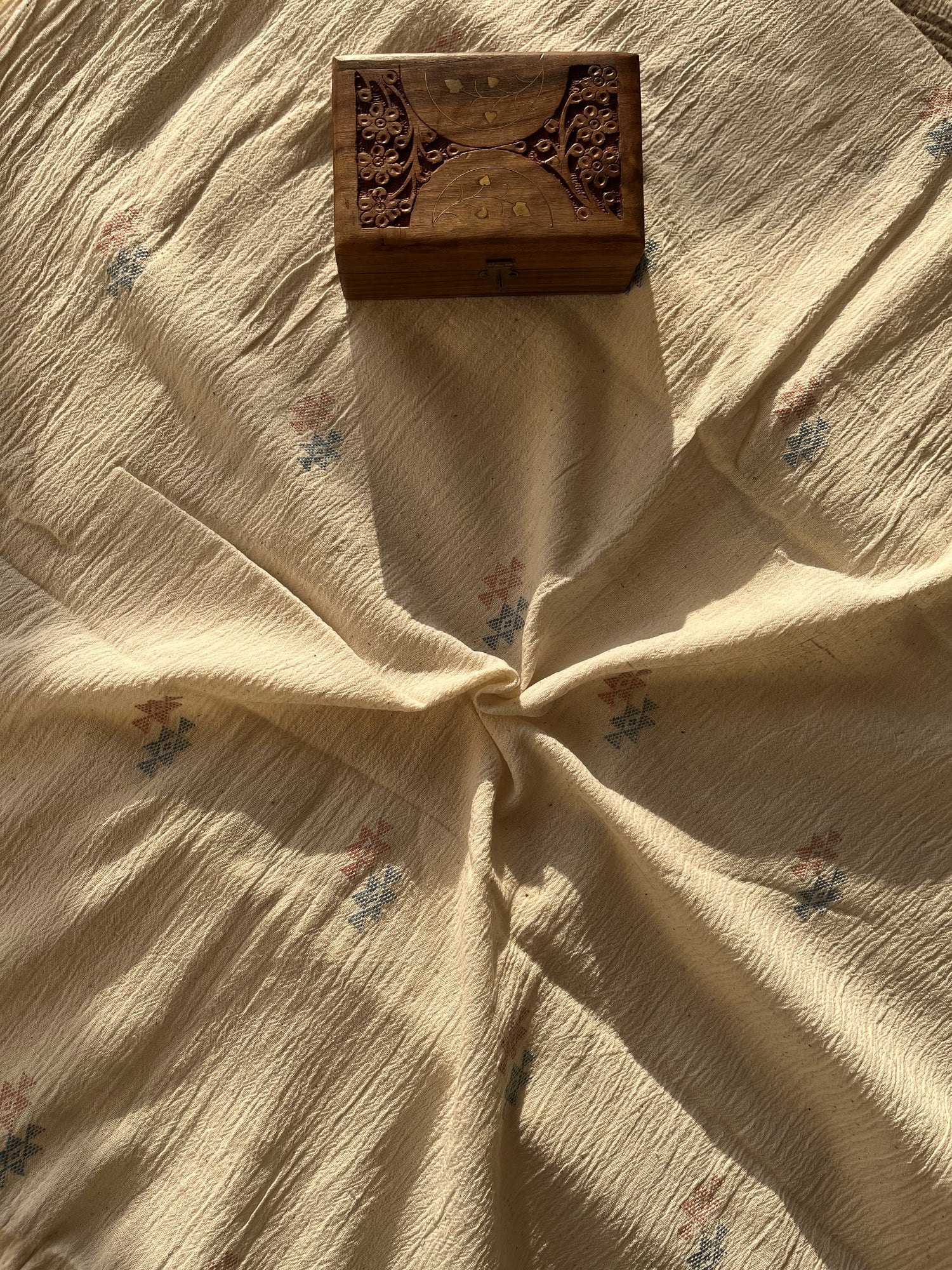 Off-White Chomakh Handwoven Organic Kala Cotton Fabric | Soft & Breathable