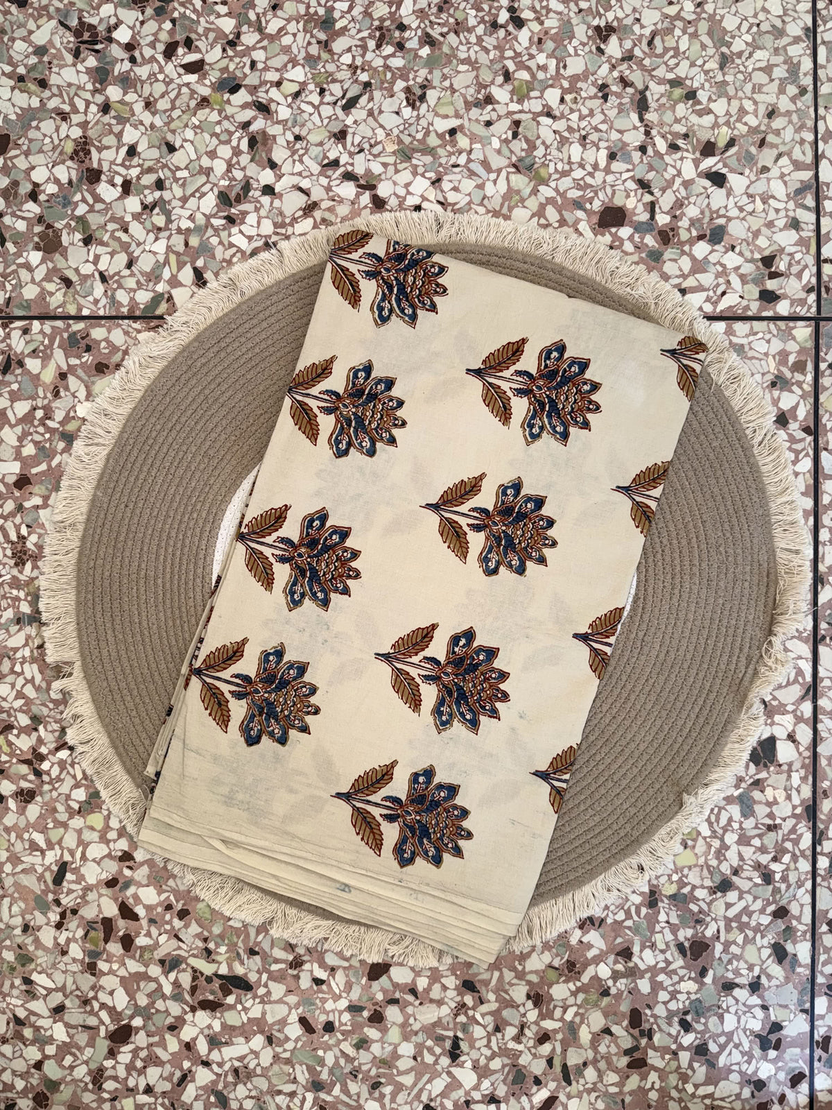 Ajrakh Hand Block Printed Cotton Fabric | Natural Dyes