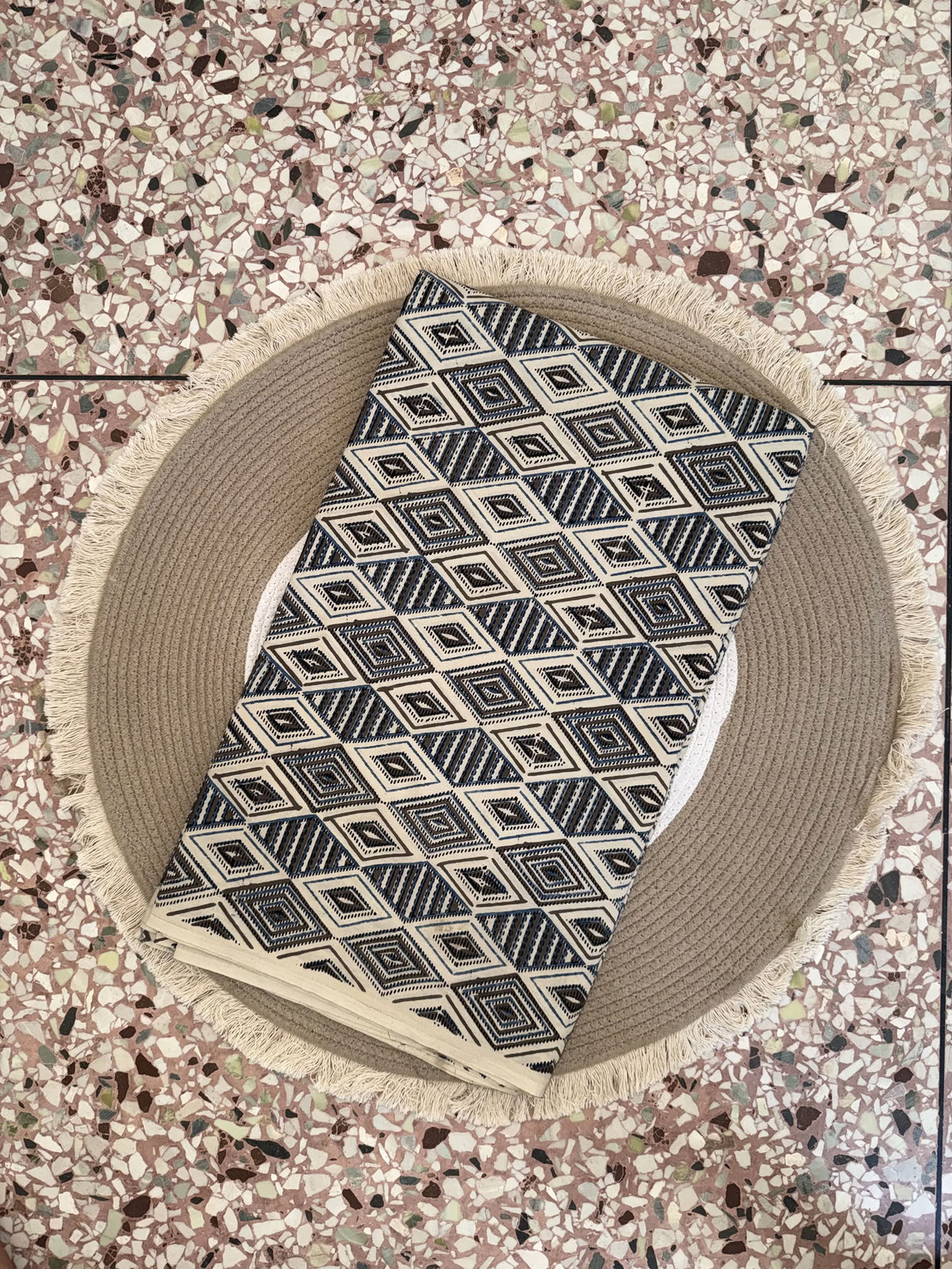 Ajrakh Hand Block Printed Cotton Fabric | Natural Dyes