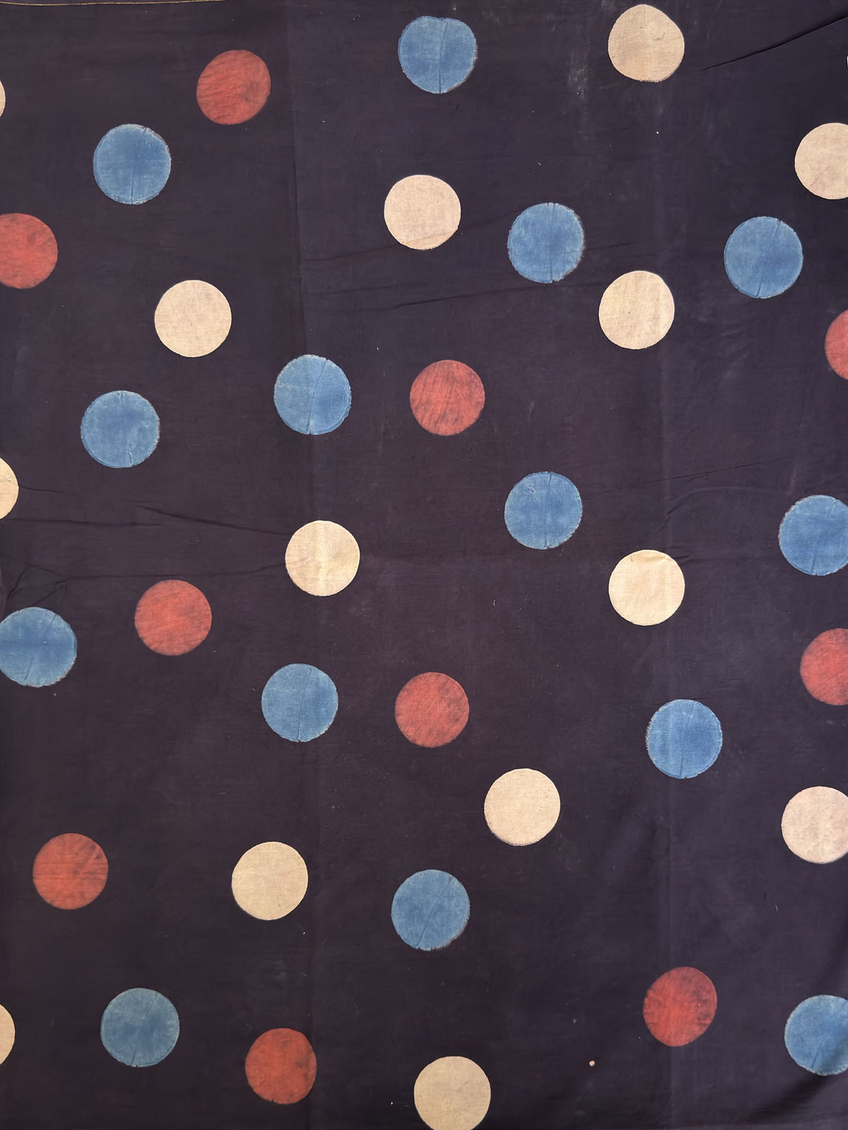 Polka Dot Ajrakh Hand Block Printed Cotton Fabric | Natural Dyes