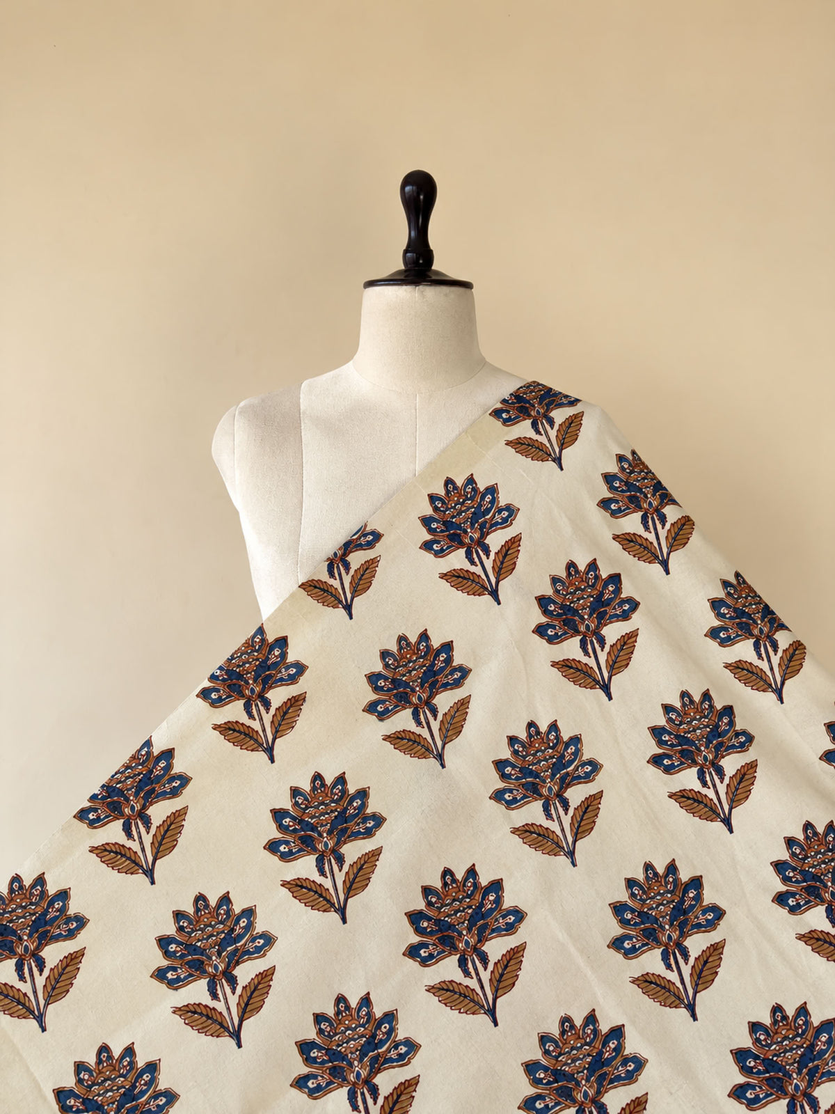 Ajrakh Hand Block Printed Cotton Fabric | Natural Dyes