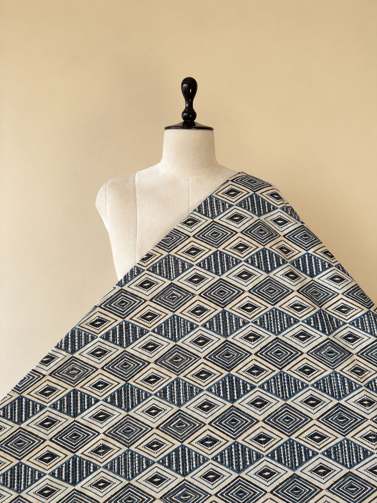 Ajrakh Hand Block Printed Cotton Fabric | Natural Dyes