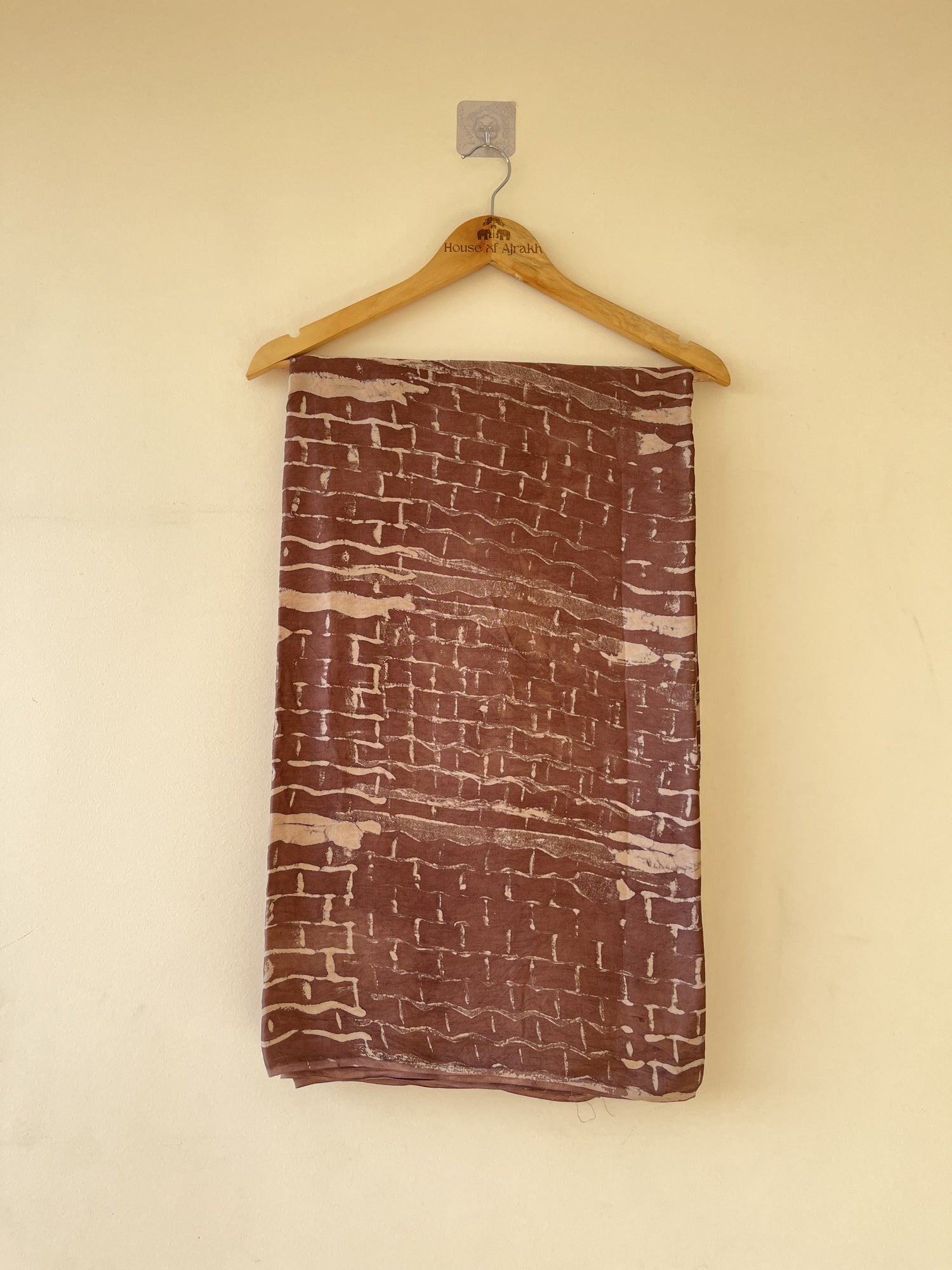 Brown Ajrakh Hand Block Print Modal Silk Fabric | Natural Dyes