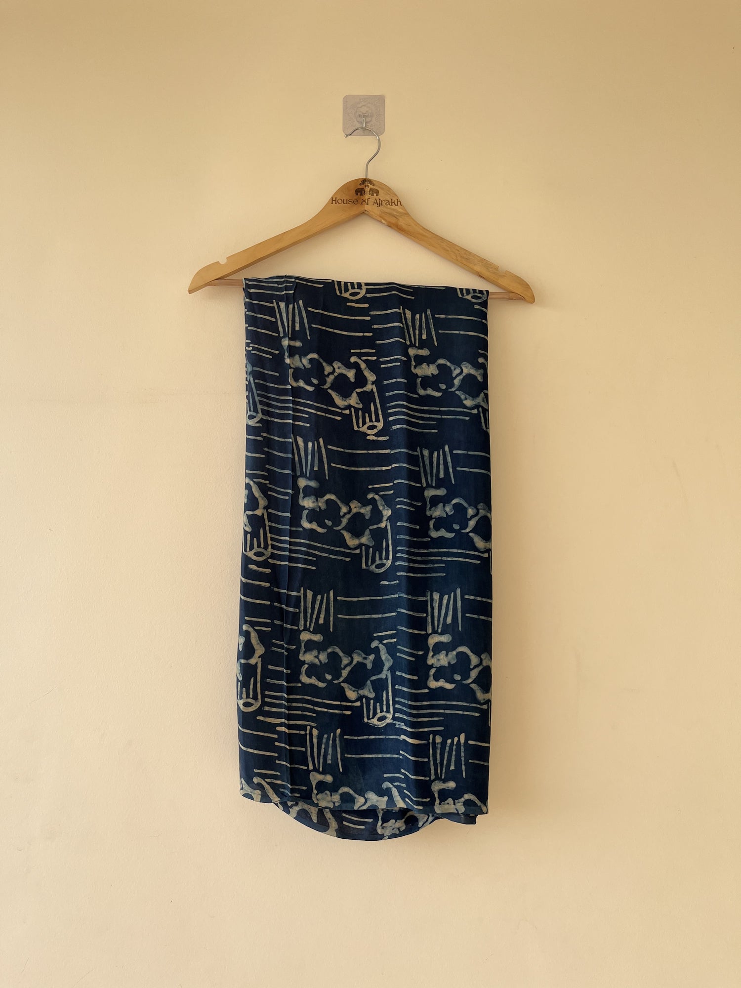Blue Ajrakh Hand Block Print Modal Silk Fabric | Natural Dyes
