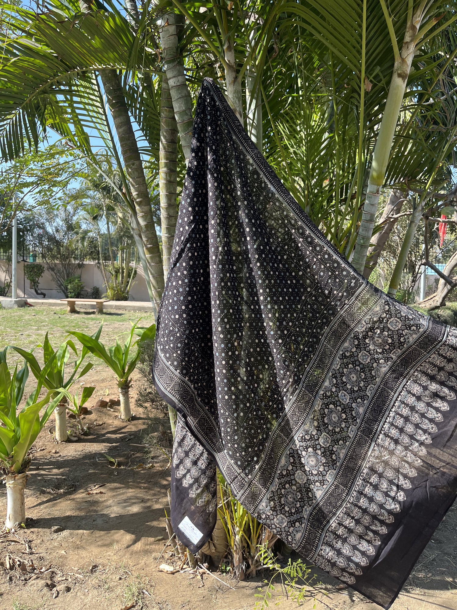 Authentic Ajrakh Hand Block Print Mul Cotton Dupatta | Natural Dyes