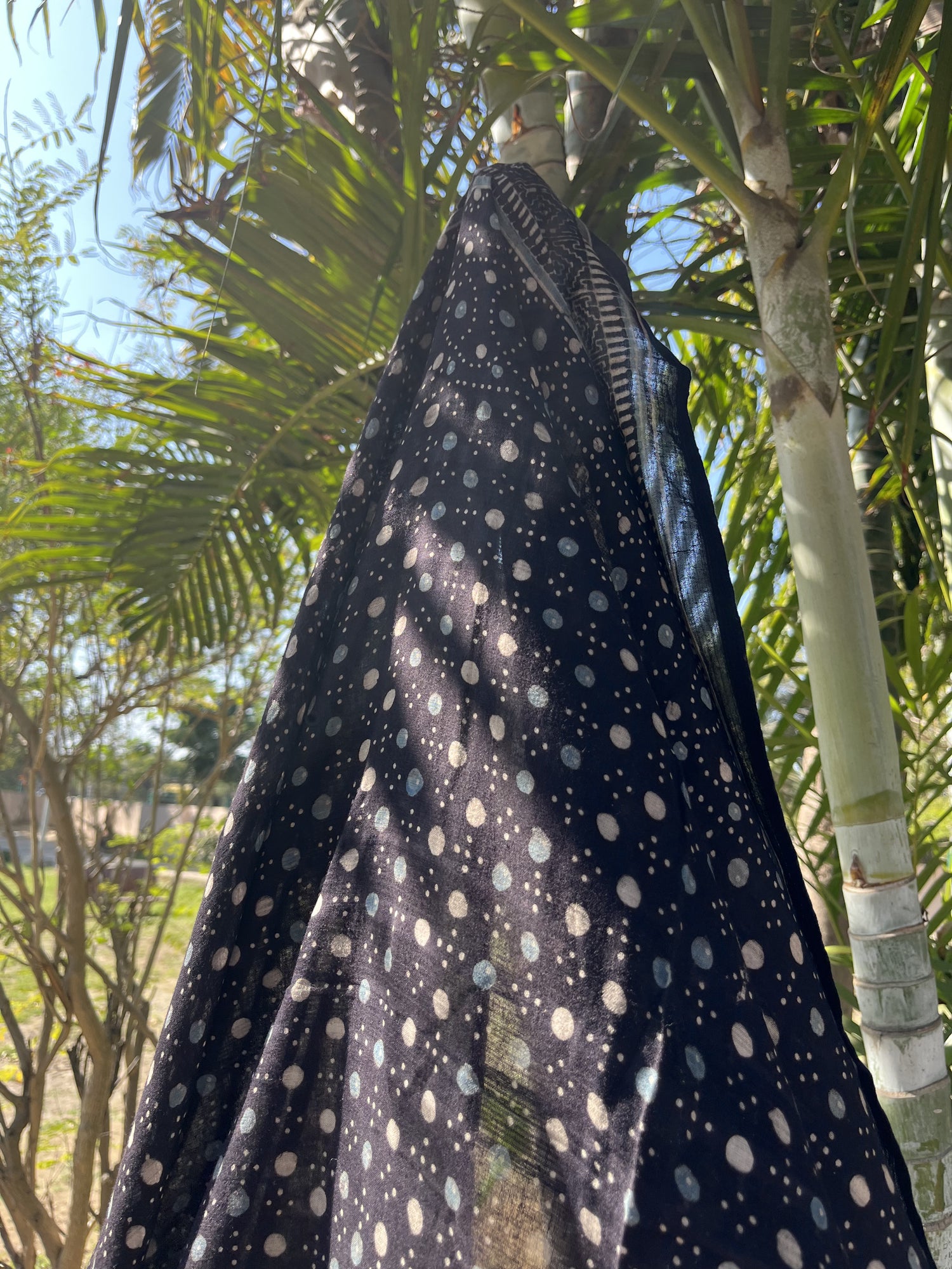 Authentic Ajrakh Hand Block Print Mul Cotton Dupatta | Natural Dyes