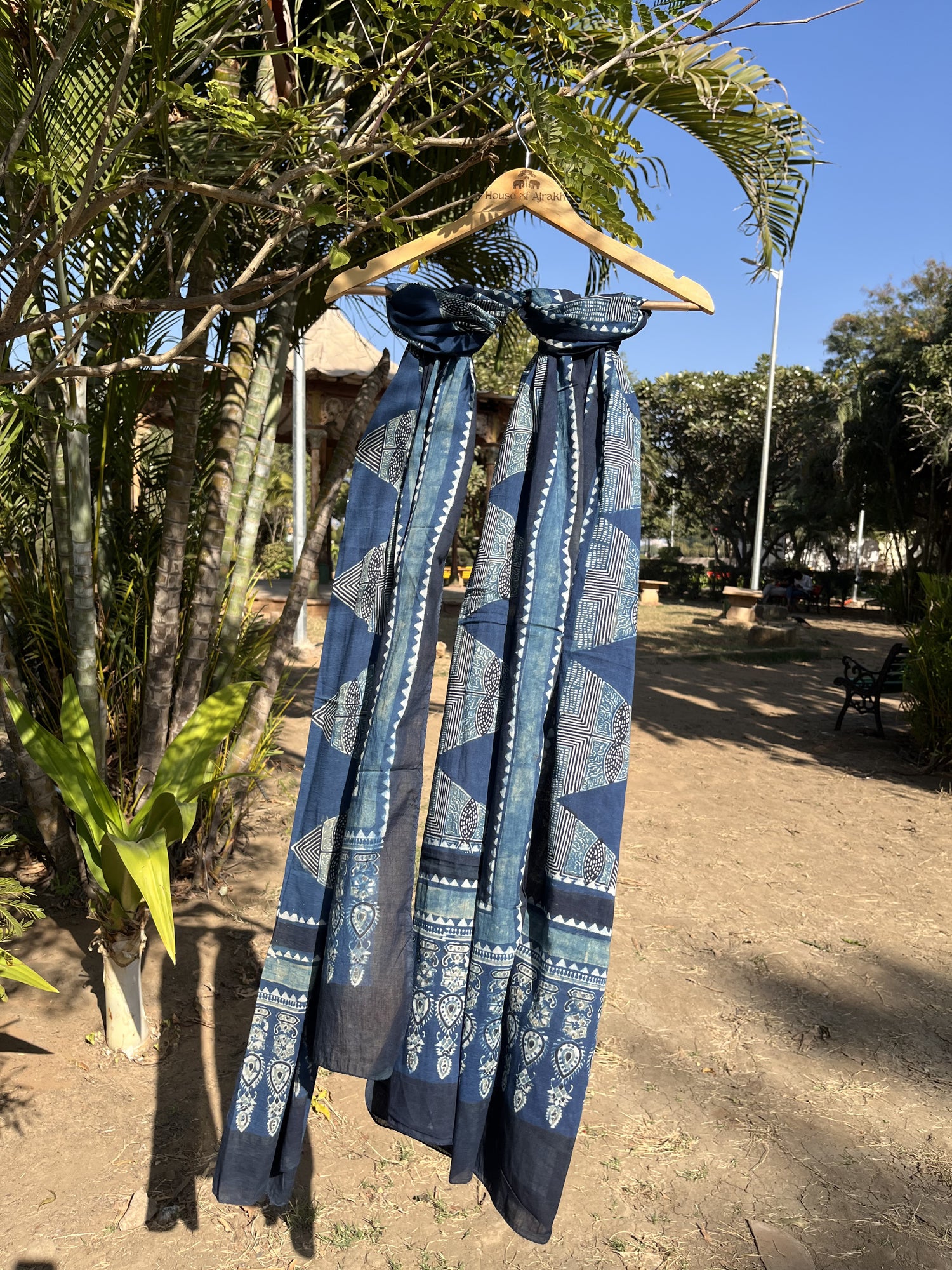 Authentic Ajrakh Hand Block Print Cotton Stole | Natural Dyes